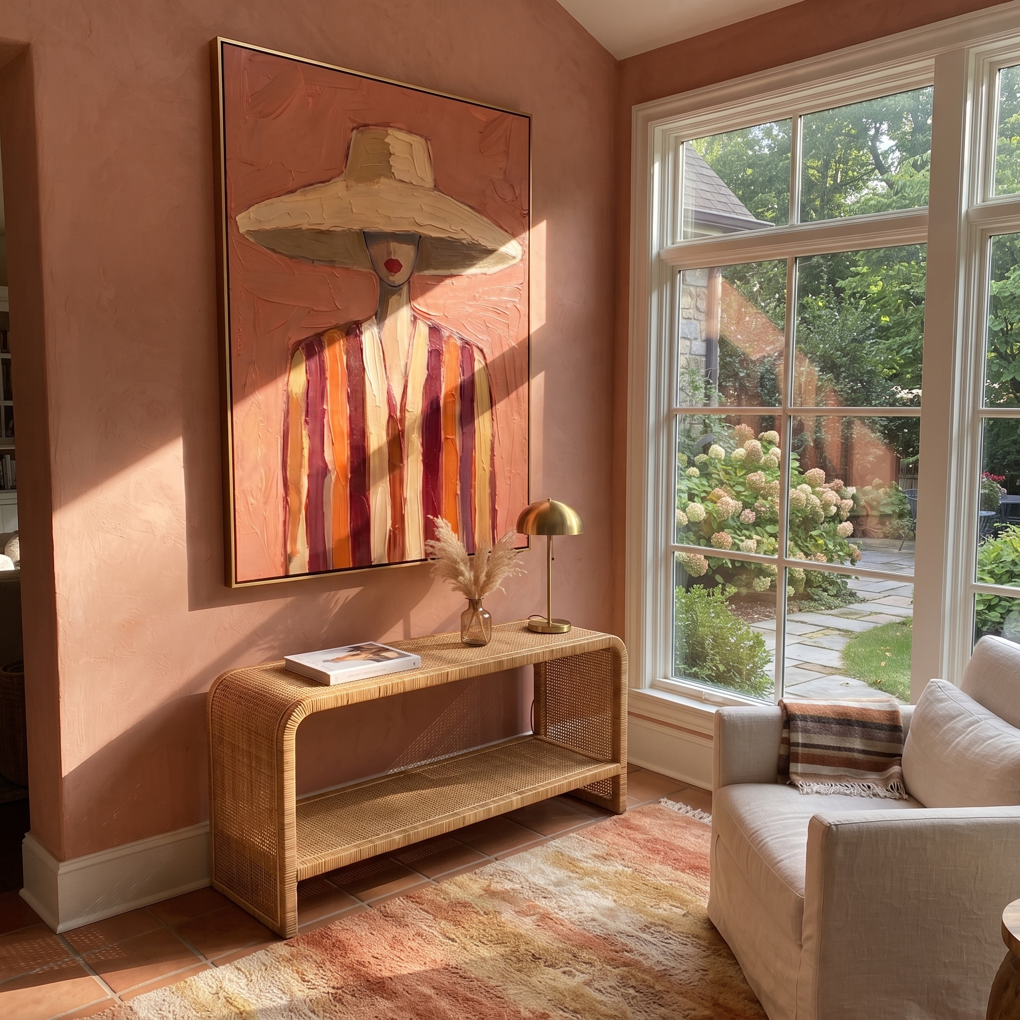 Coral Shade Hides Noon displayed as a modern room focal point