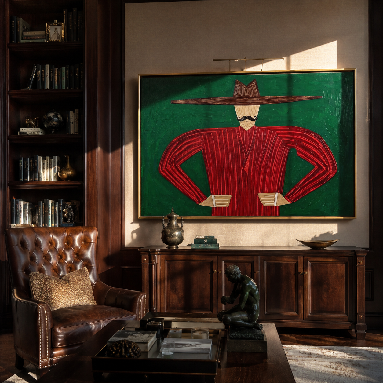 Red Angles Stand Ready styled with neutral modern furnishings