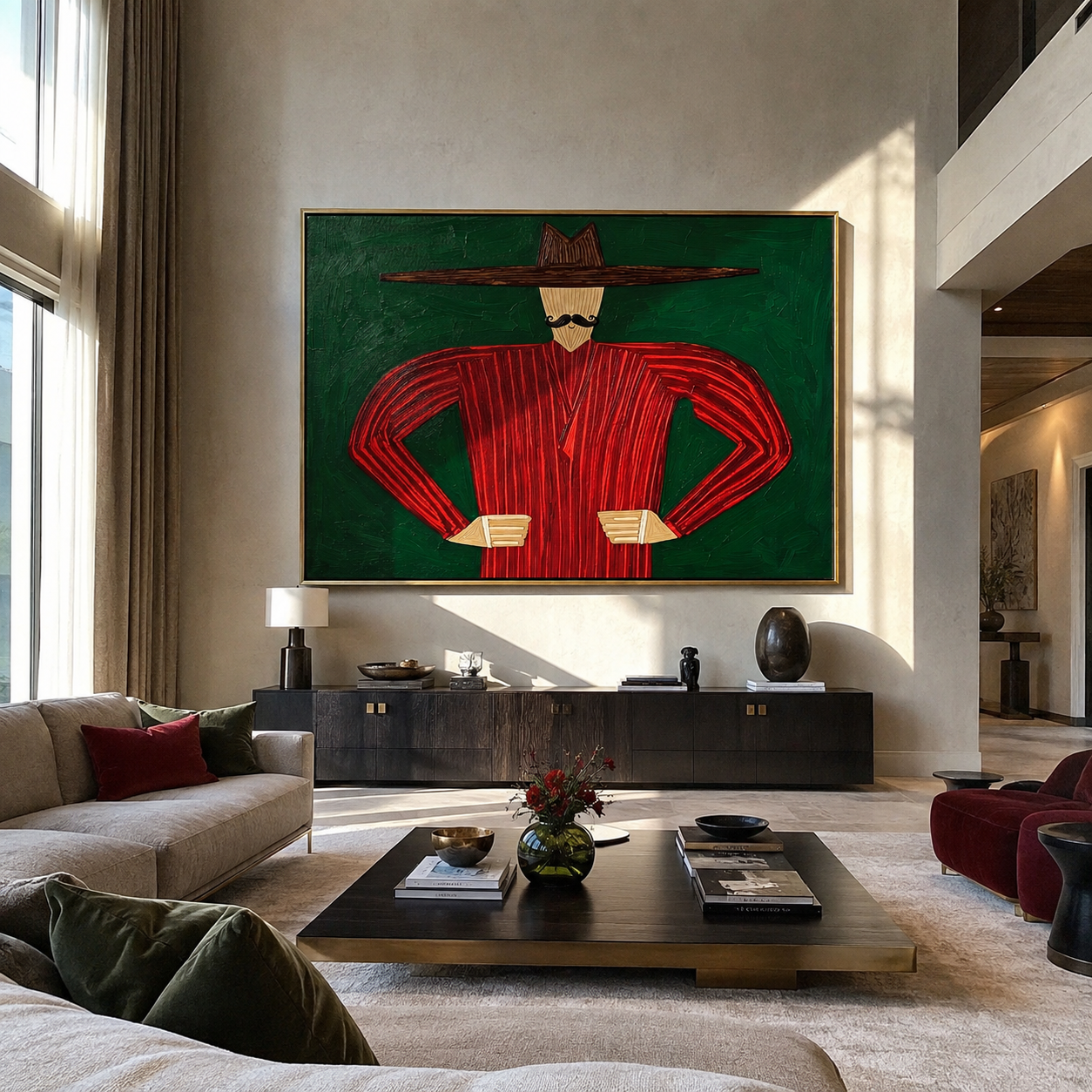 Red Angles Stand Ready styled in a layered residential interior