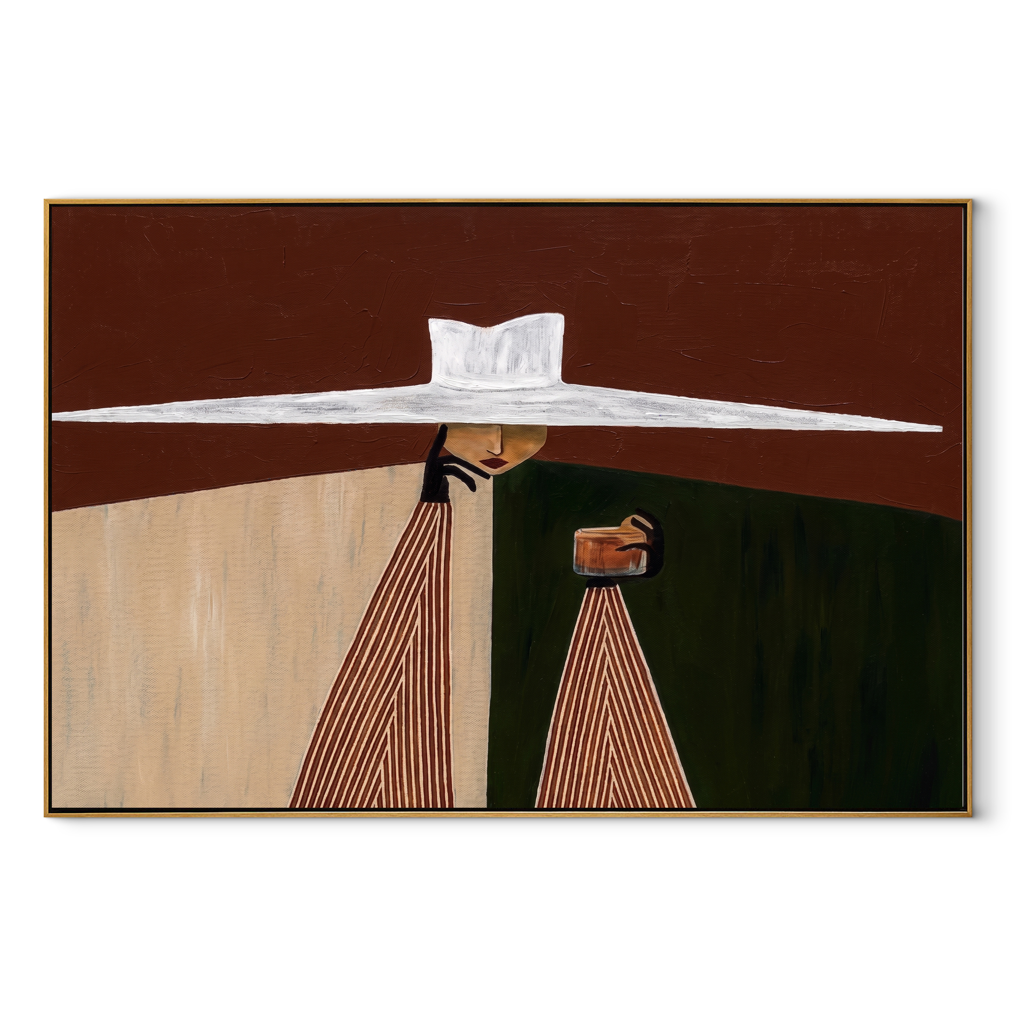 White Horizon Serves Color abstract figurative textured painting, horizontal canvas artwork