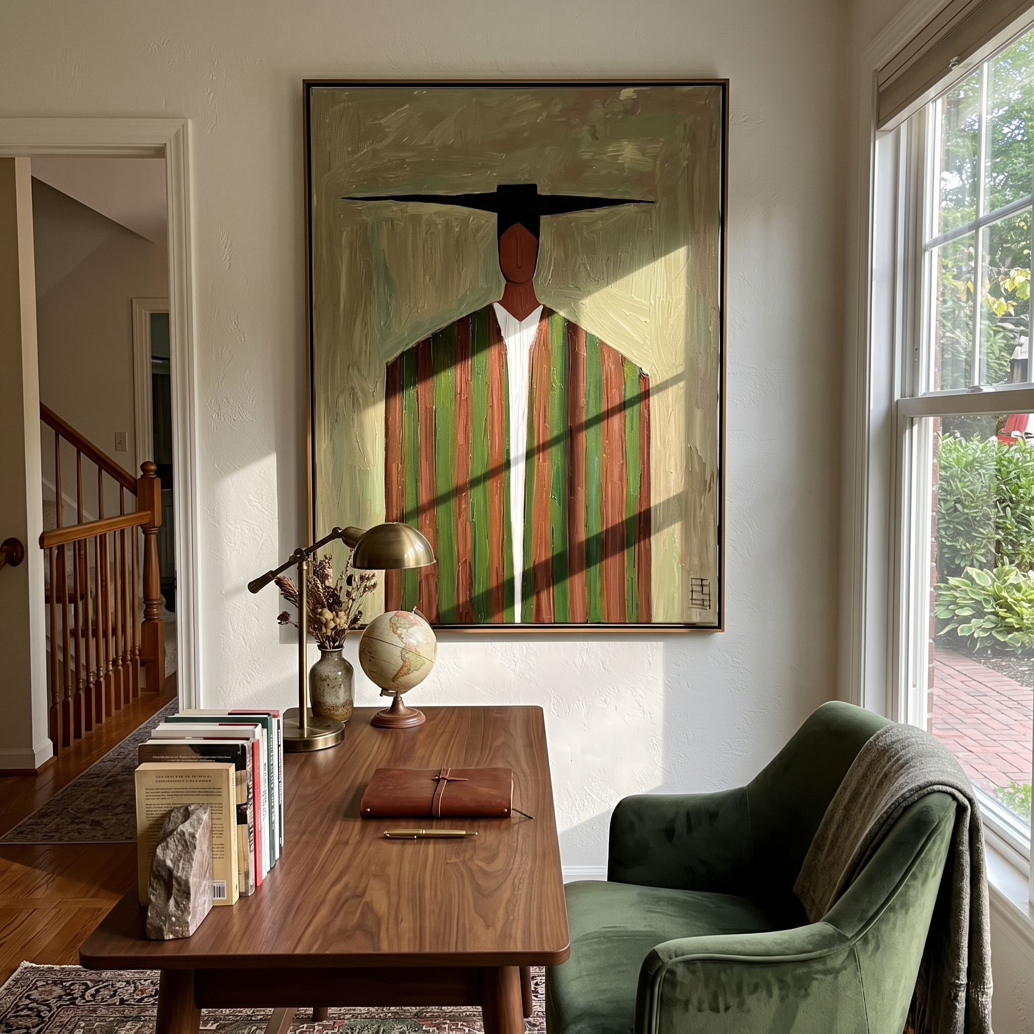 Long Stripes Keep Watch displayed in a warm contemporary interior