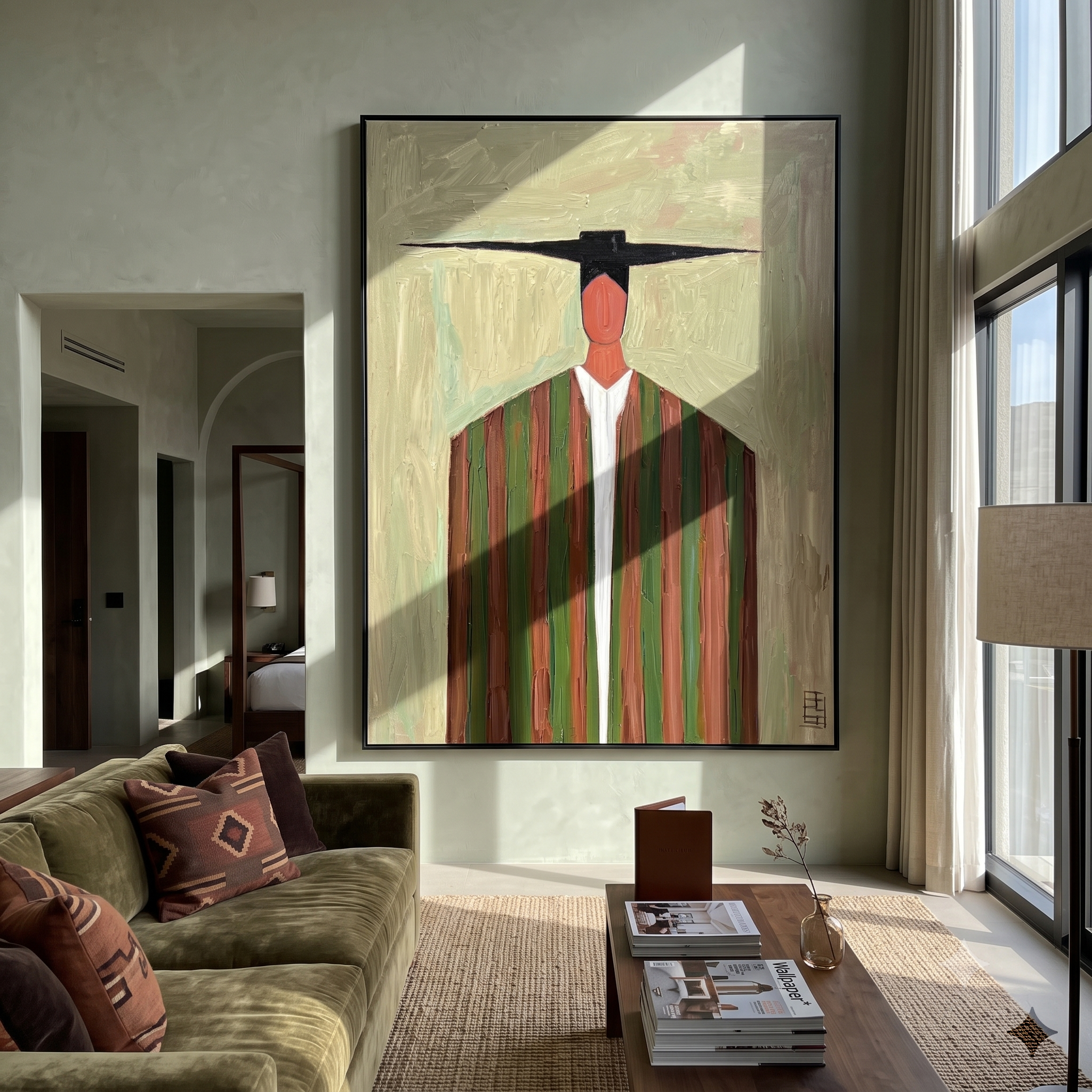 Long Stripes Keep Watch presented above a contemporary console
