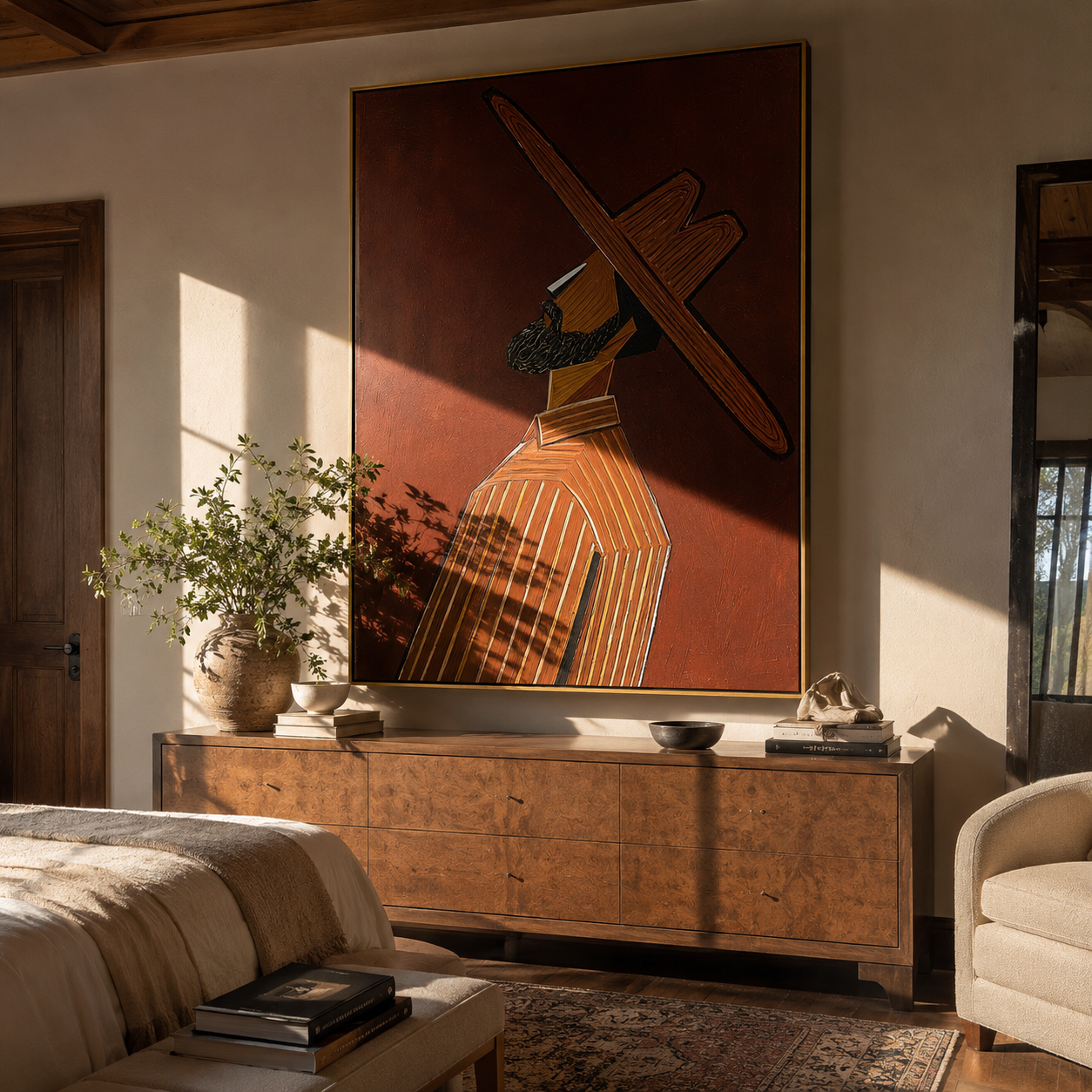 Long Brim Cuts Umber presented above a contemporary console