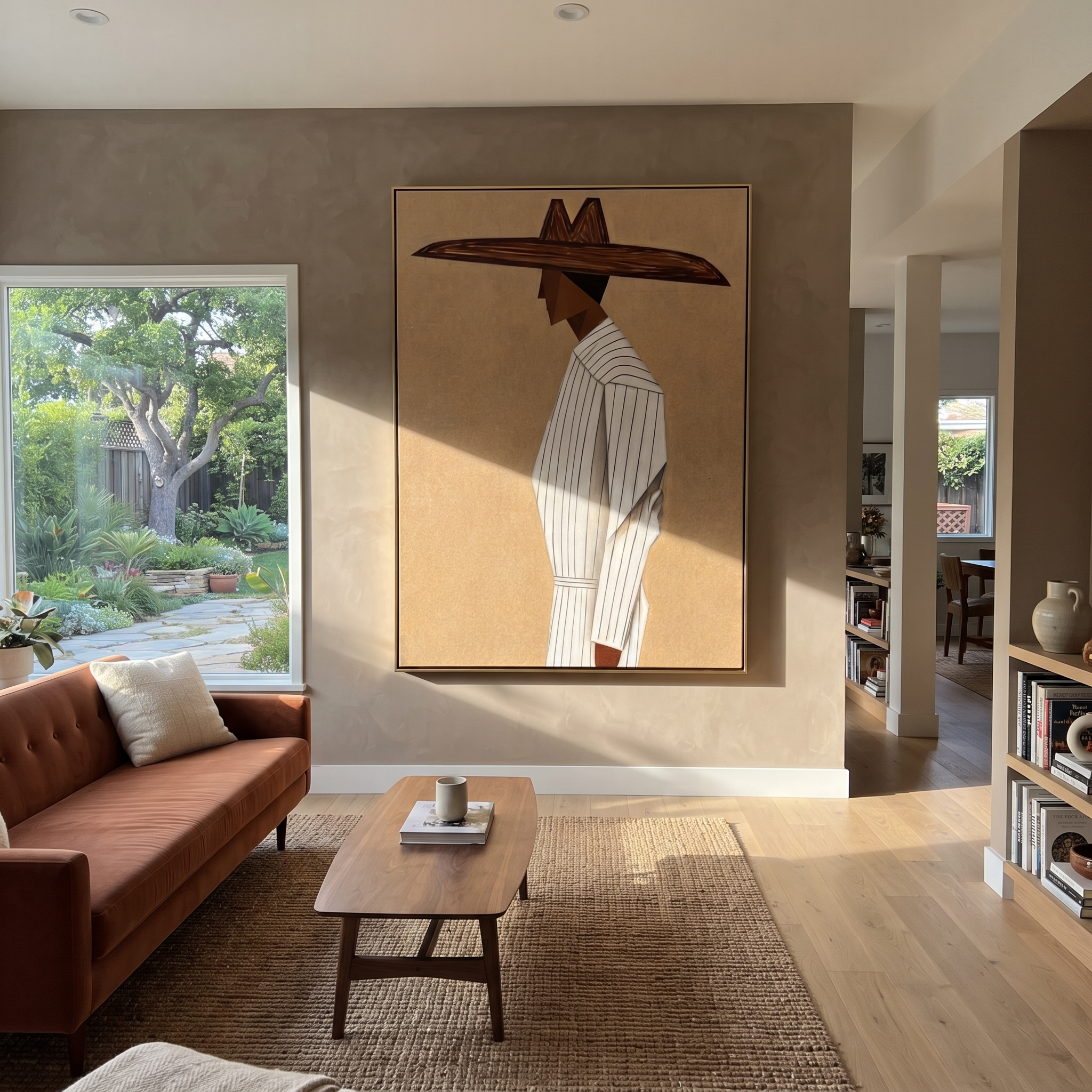 Pale Stripes Turn Away displayed as a modern room focal point
