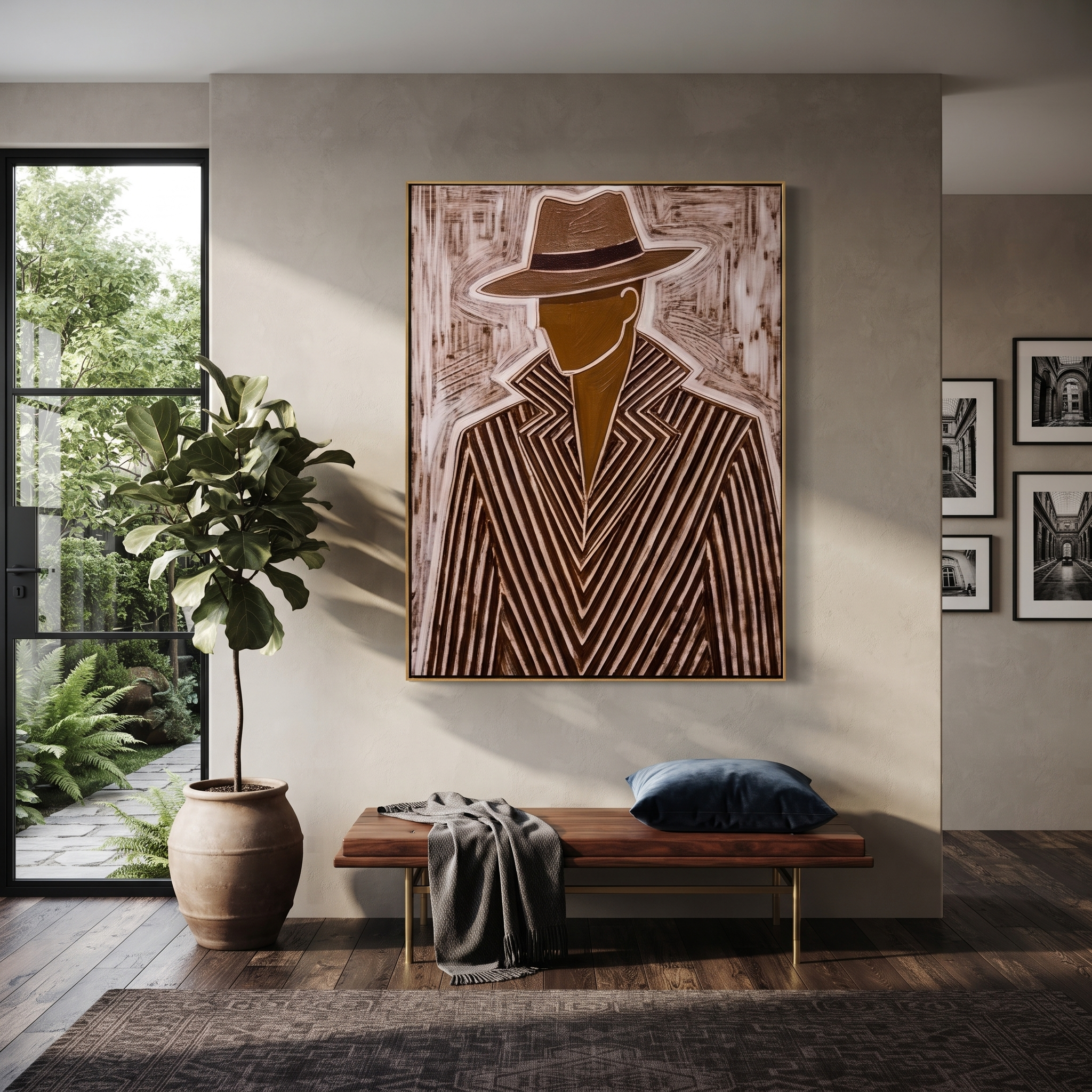 Chevron Lines Face Forward presented above a contemporary console