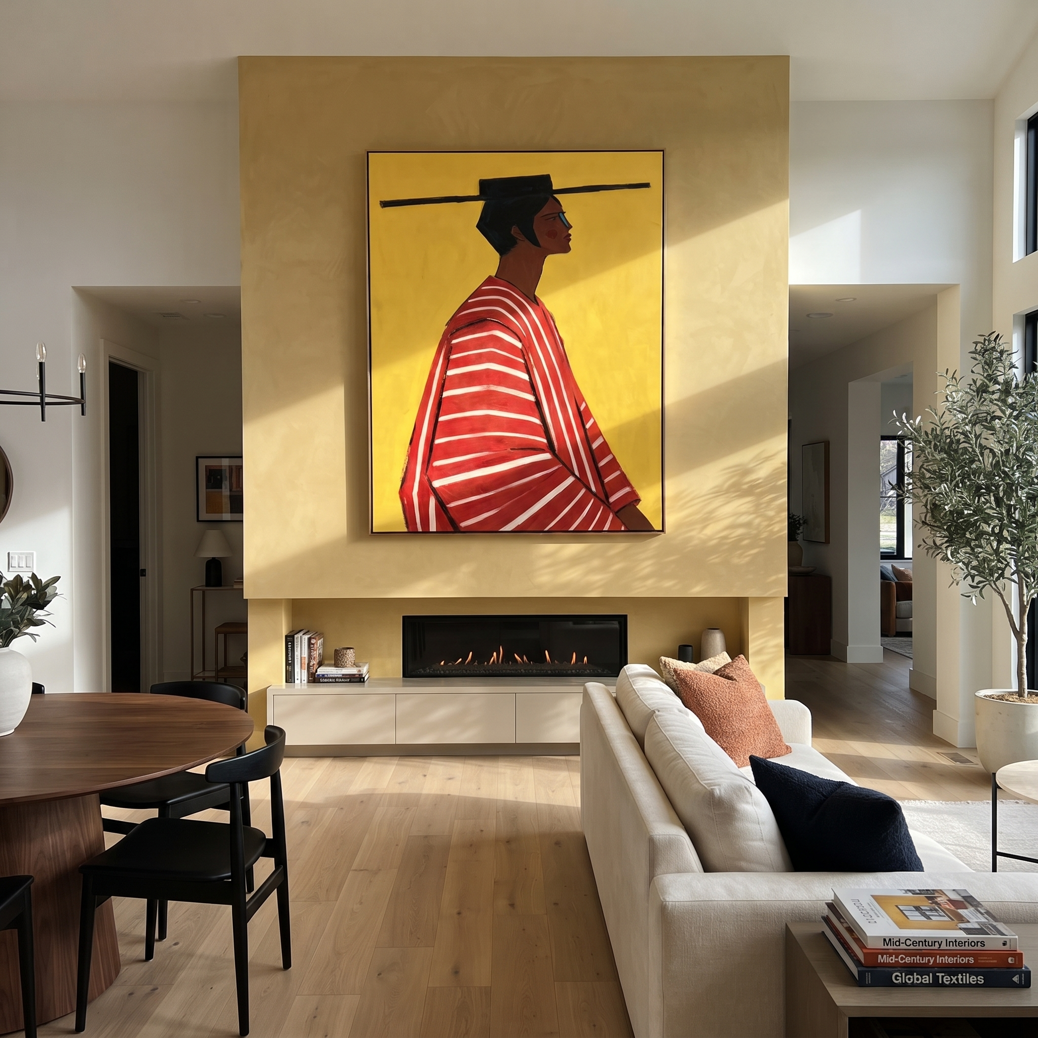 Golden Back Faces Noon displayed as a modern room focal point