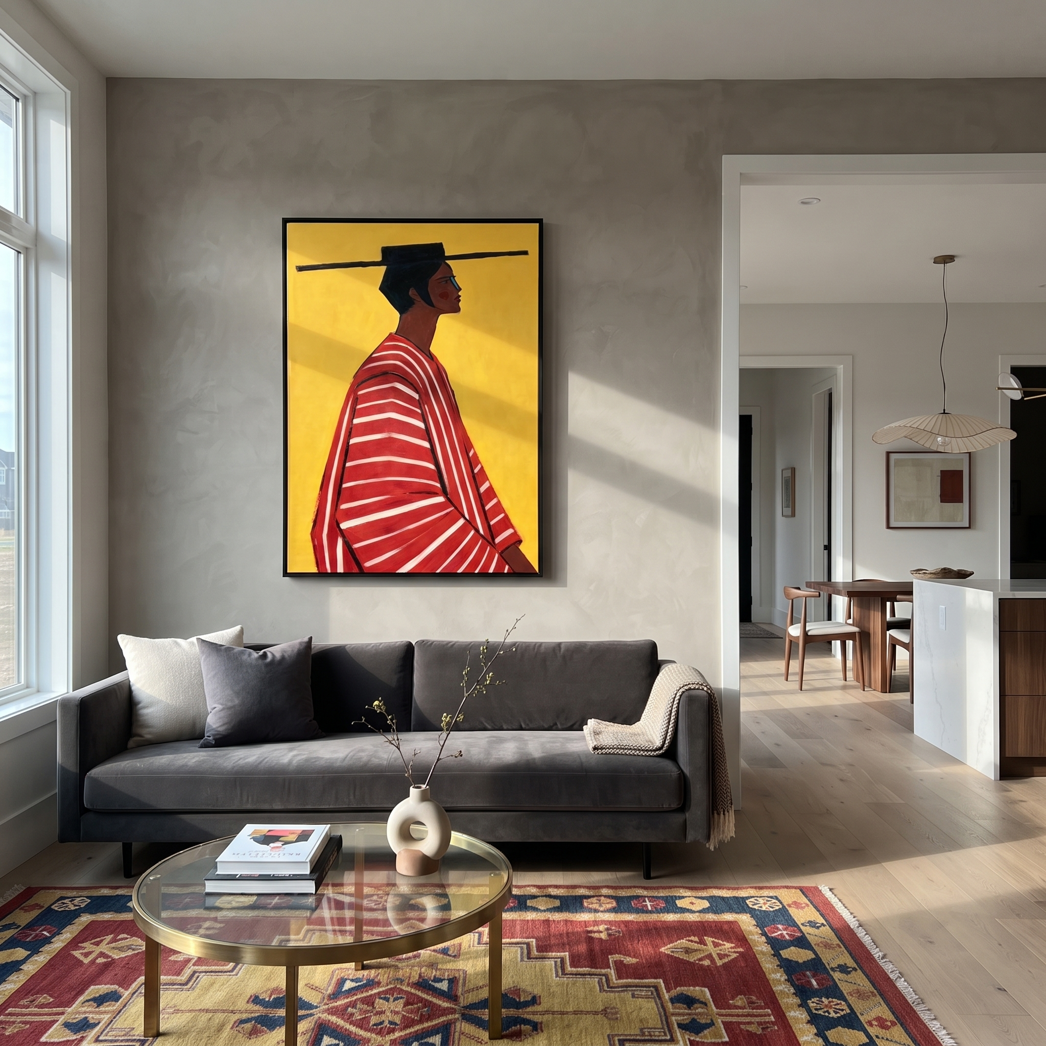 Golden Back Faces Noon styled in a layered residential interior