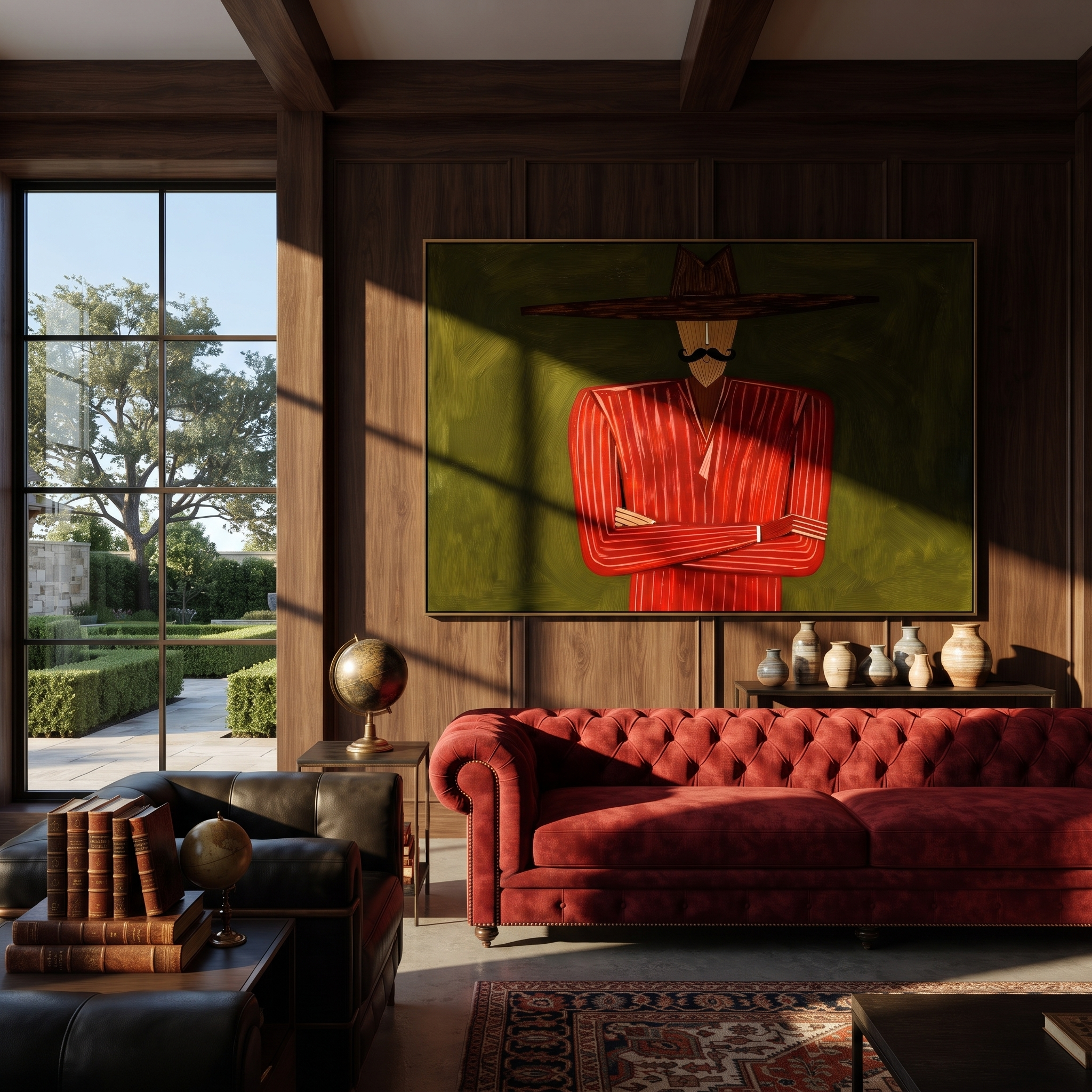 Scarlet Arms Hold Olive styled with neutral modern furnishings