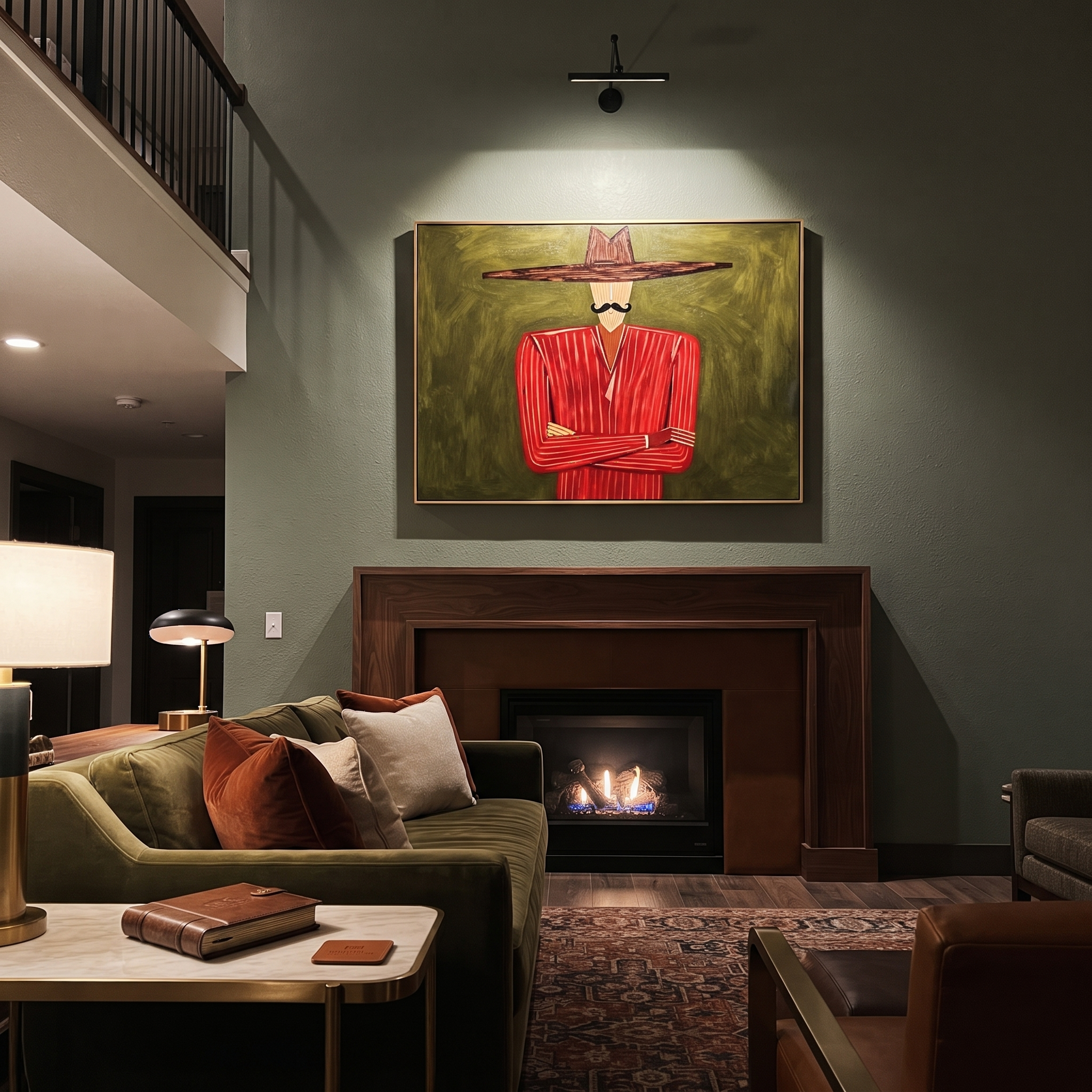 Scarlet Arms Hold Olive styled in a layered residential interior