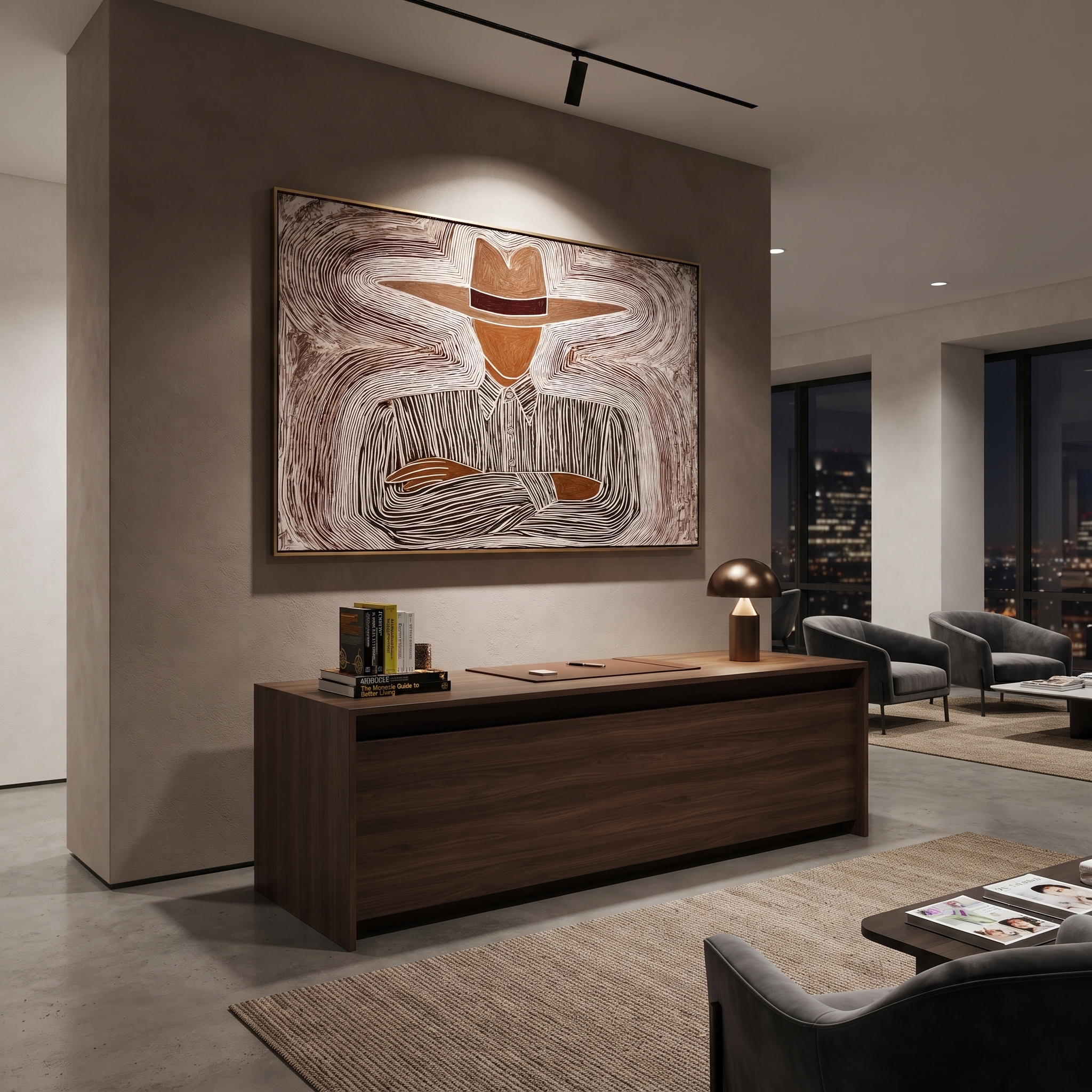 Brown Lines Rest Wide displayed as a modern room focal point