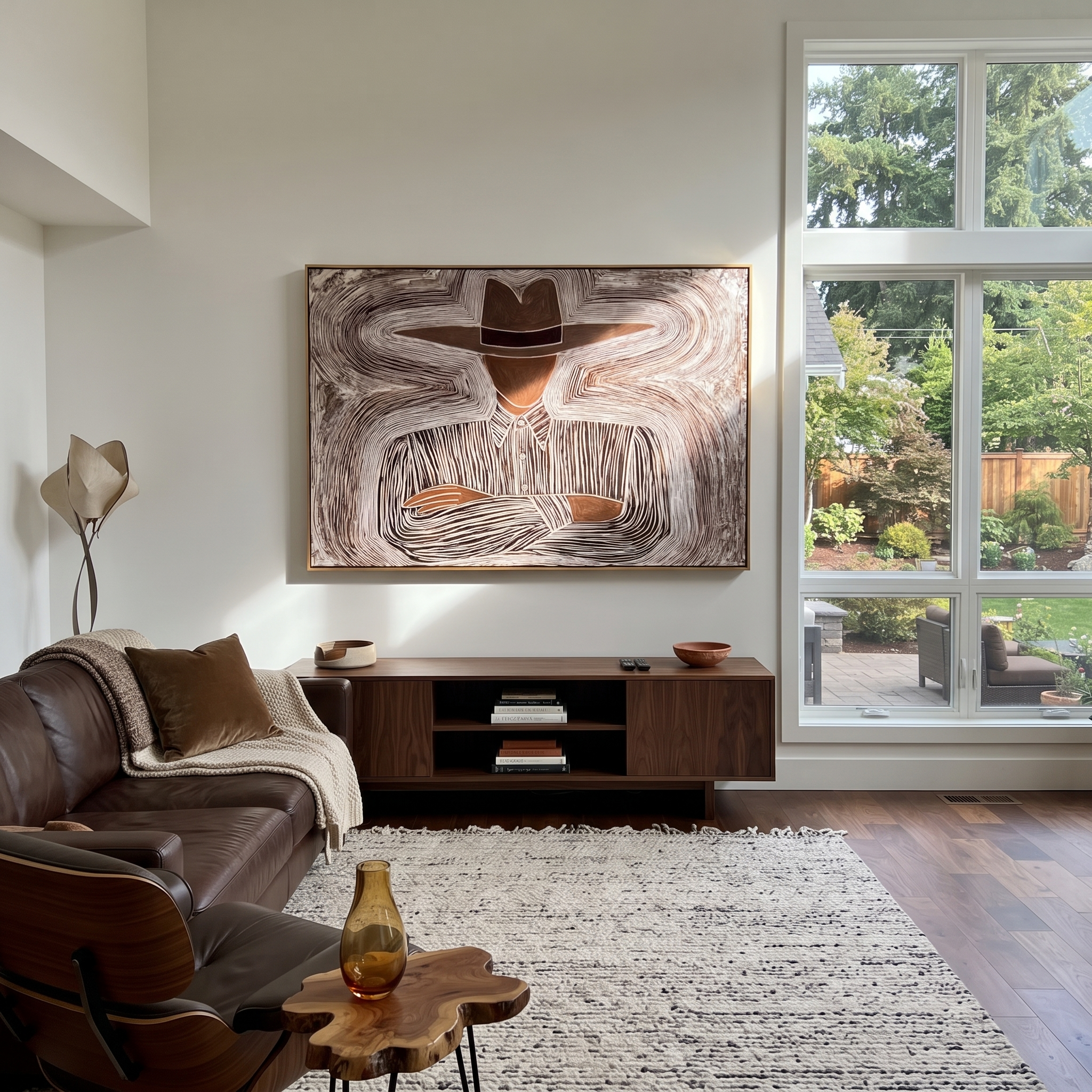 Brown Lines Rest Wide styled in a layered residential interior