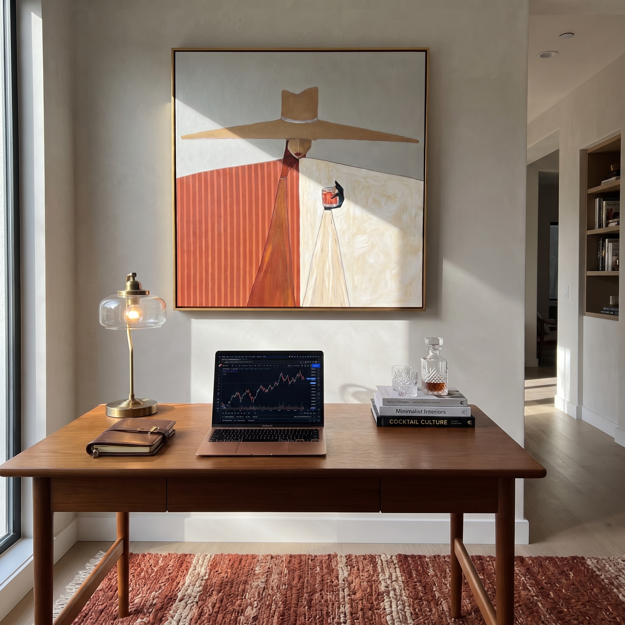 Straw Horizon Frames White displayed as a modern room focal point