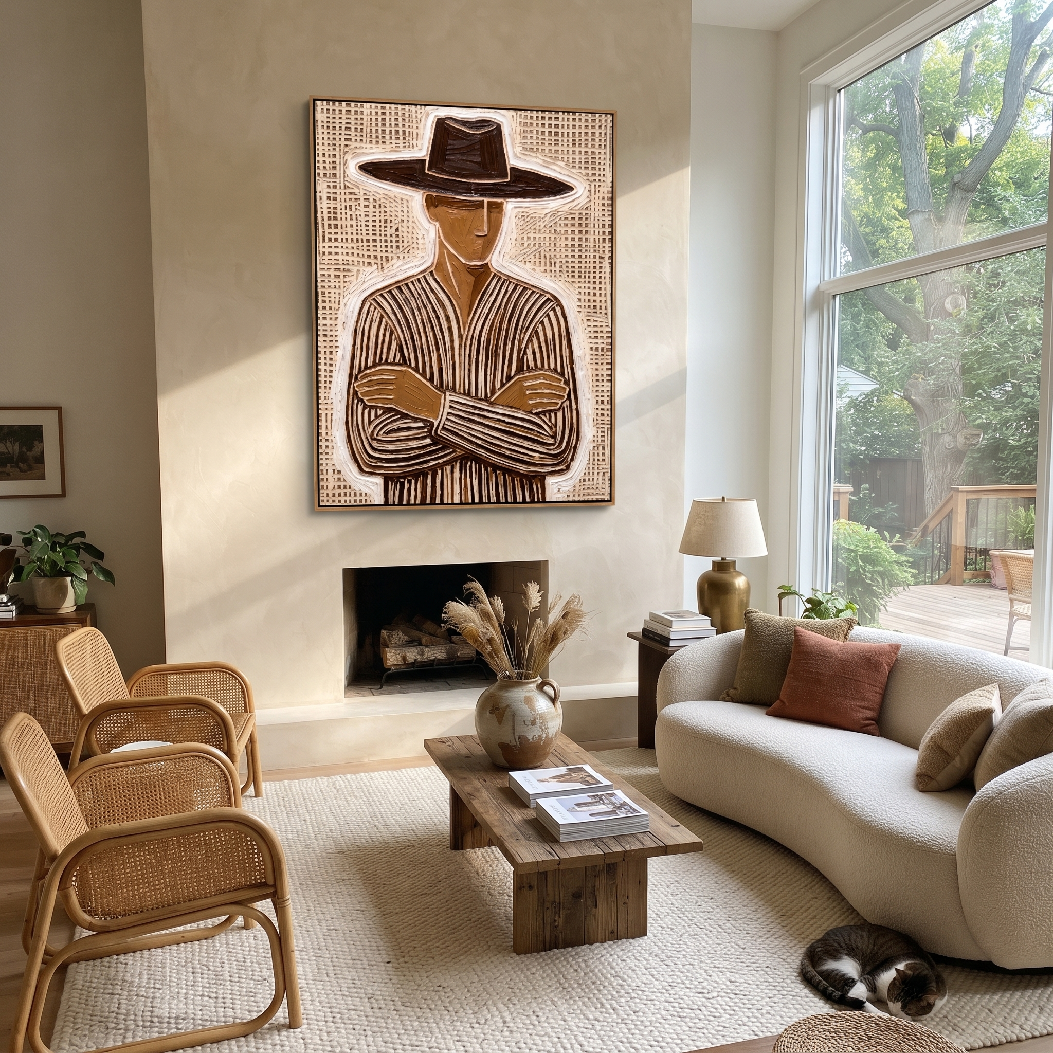Brown Lines Close Ranks displayed as a modern room focal point