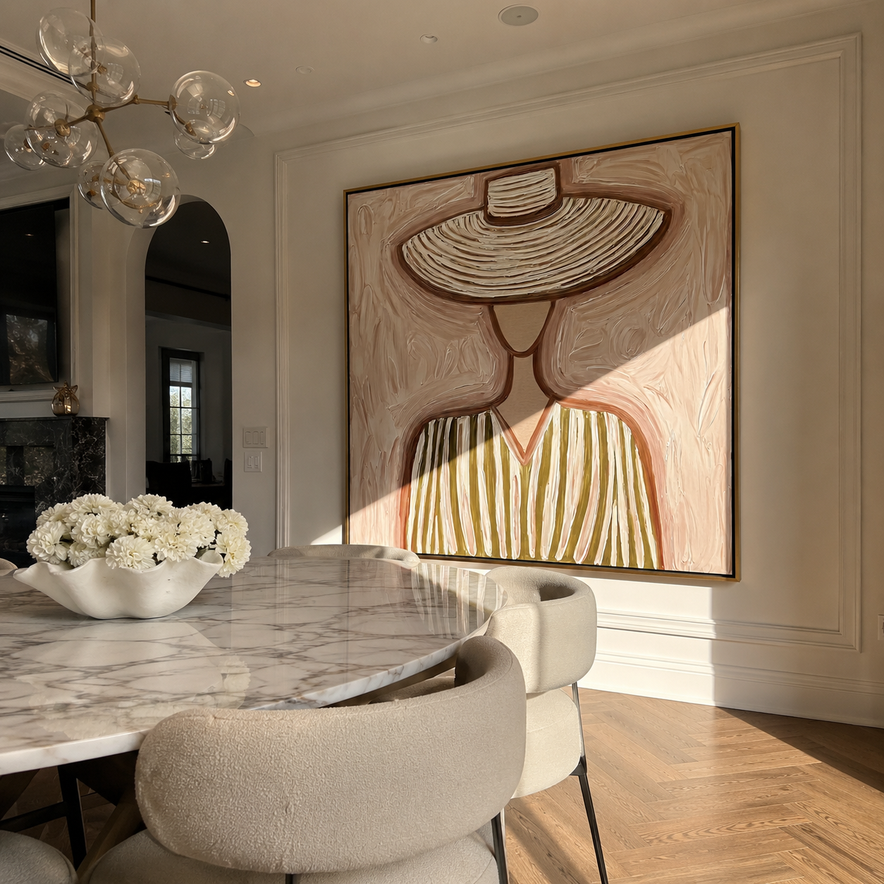 Soft Rings Hold Olive displayed as a modern room focal point
