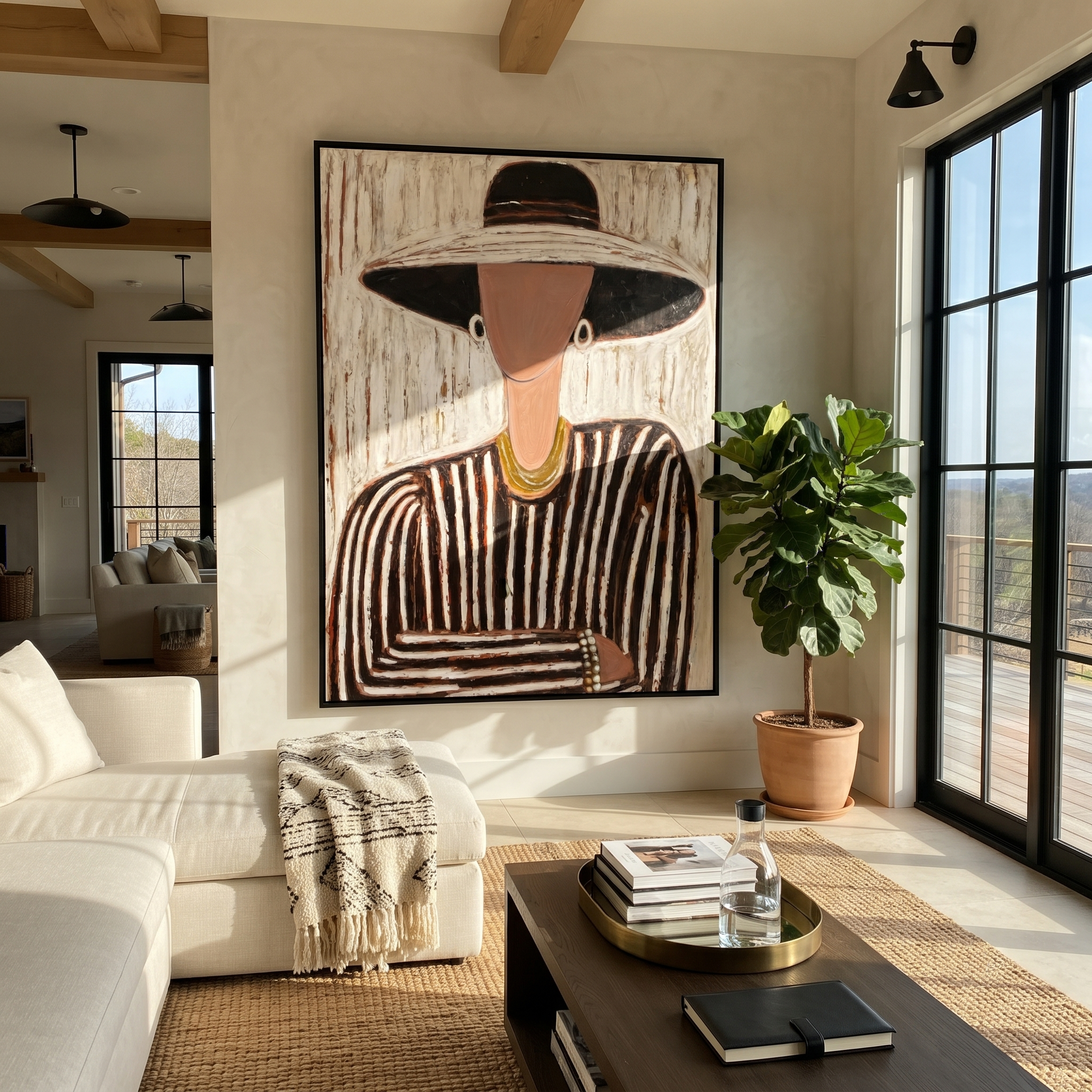 Black Brim Holds Coral displayed in a warm contemporary interior
