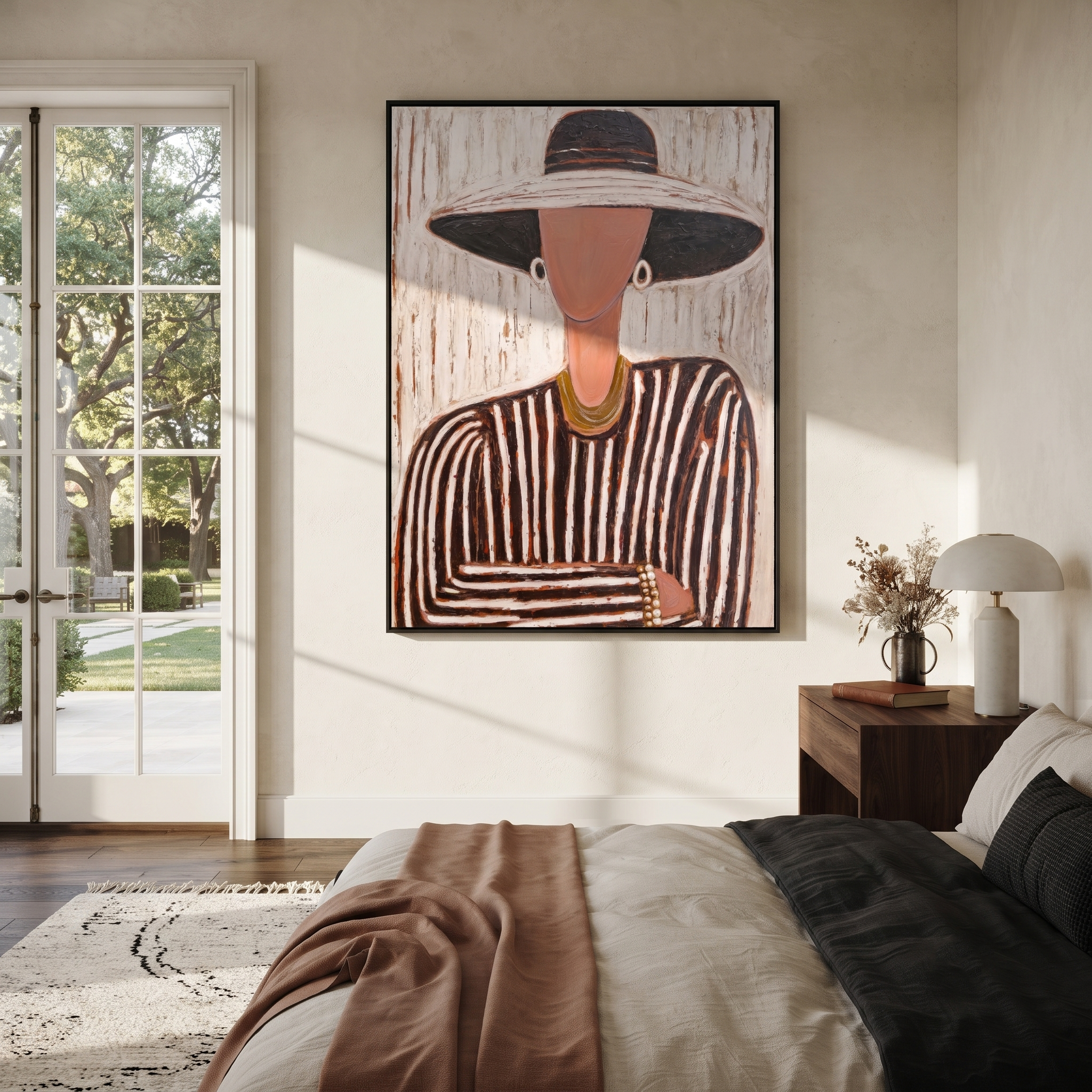 Black Brim Holds Coral styled in a layered residential interior