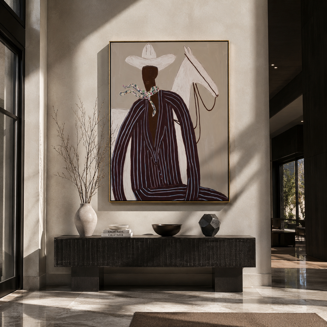 White Horse Shares Quiet displayed in a warm contemporary interior