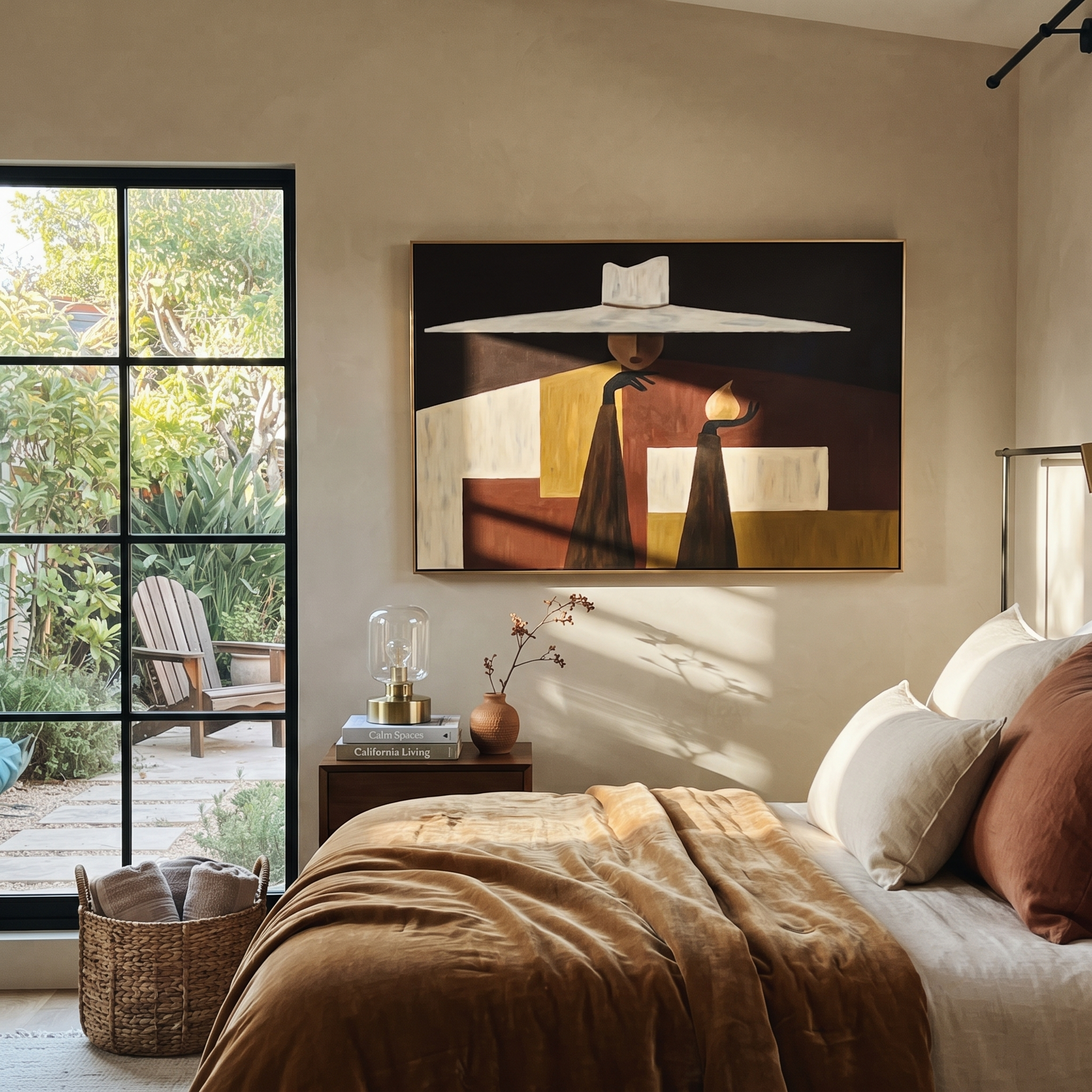 White Brim Carries Flame presented above a contemporary console