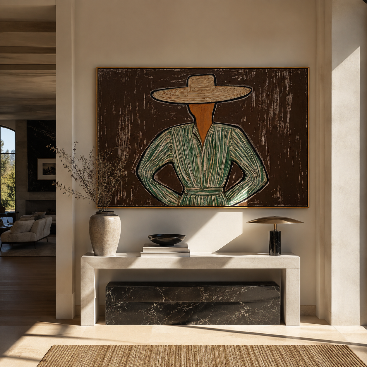 Green Lines Take Stance styled with neutral modern furnishings