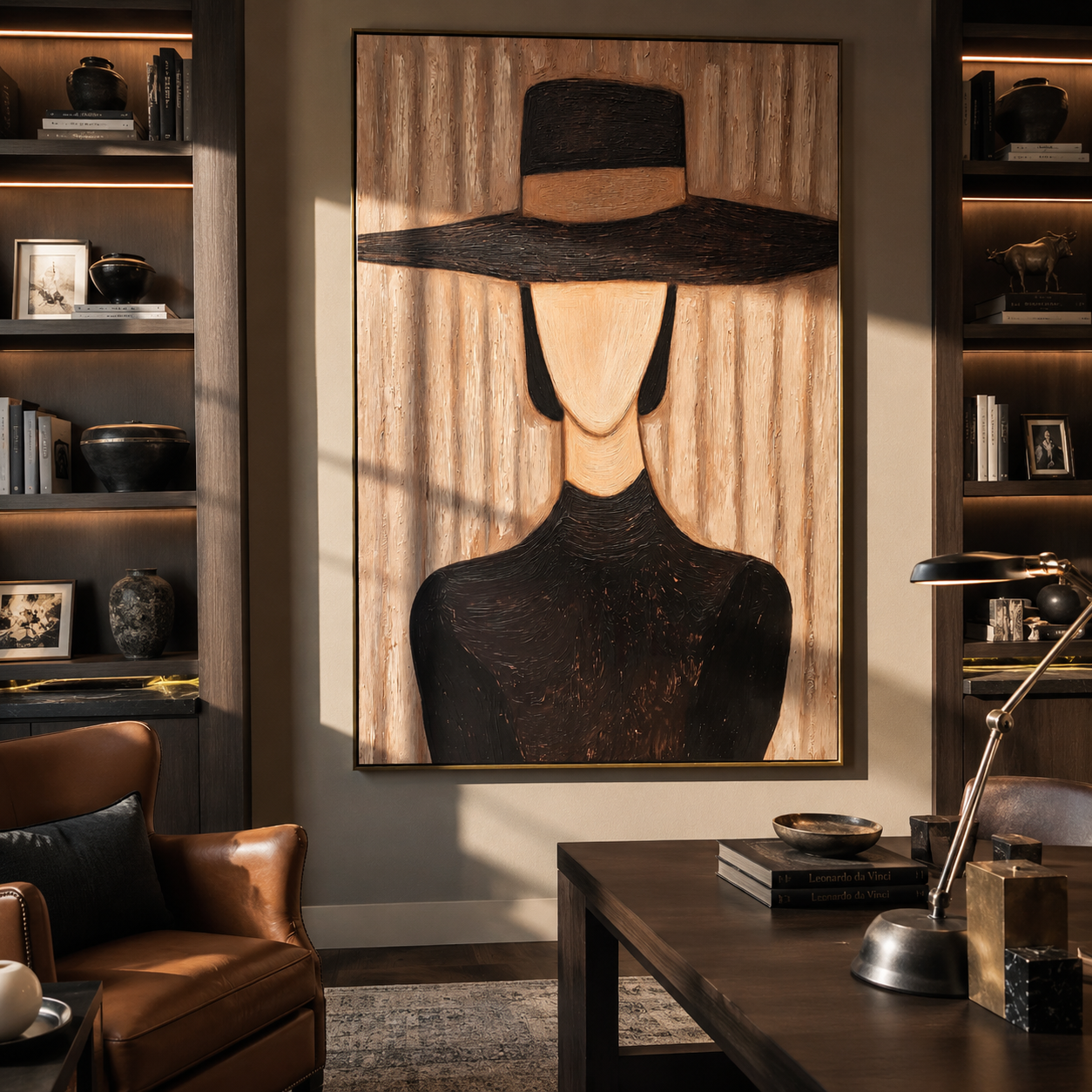 Black Crown Hides Light presented above a contemporary console