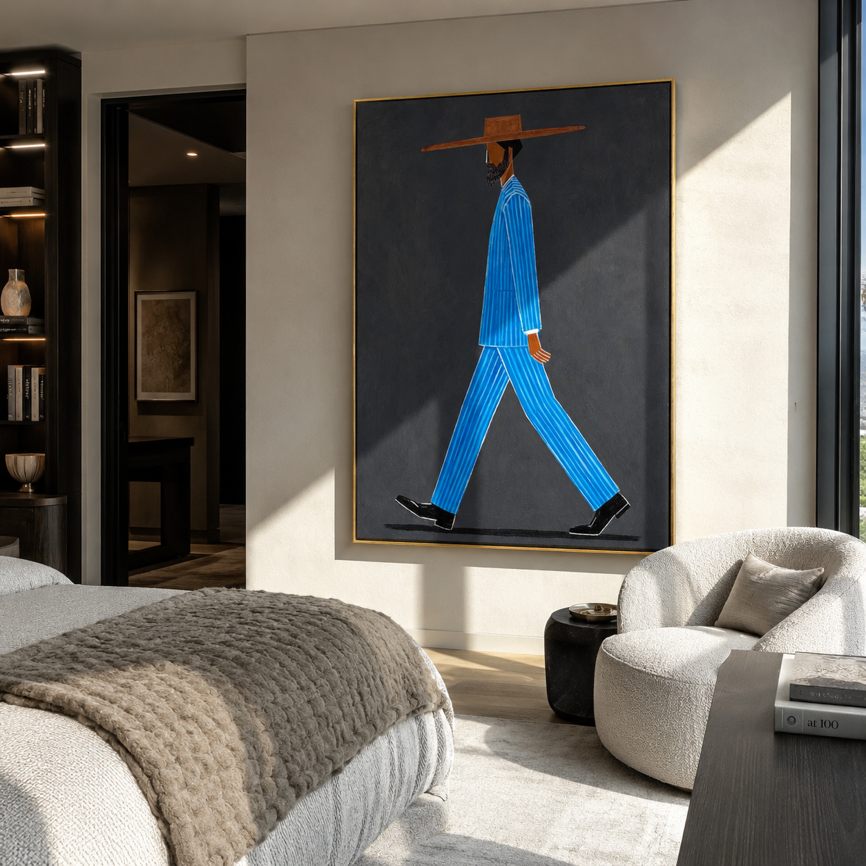 Blue Steps Cross Dusk presented above a contemporary console