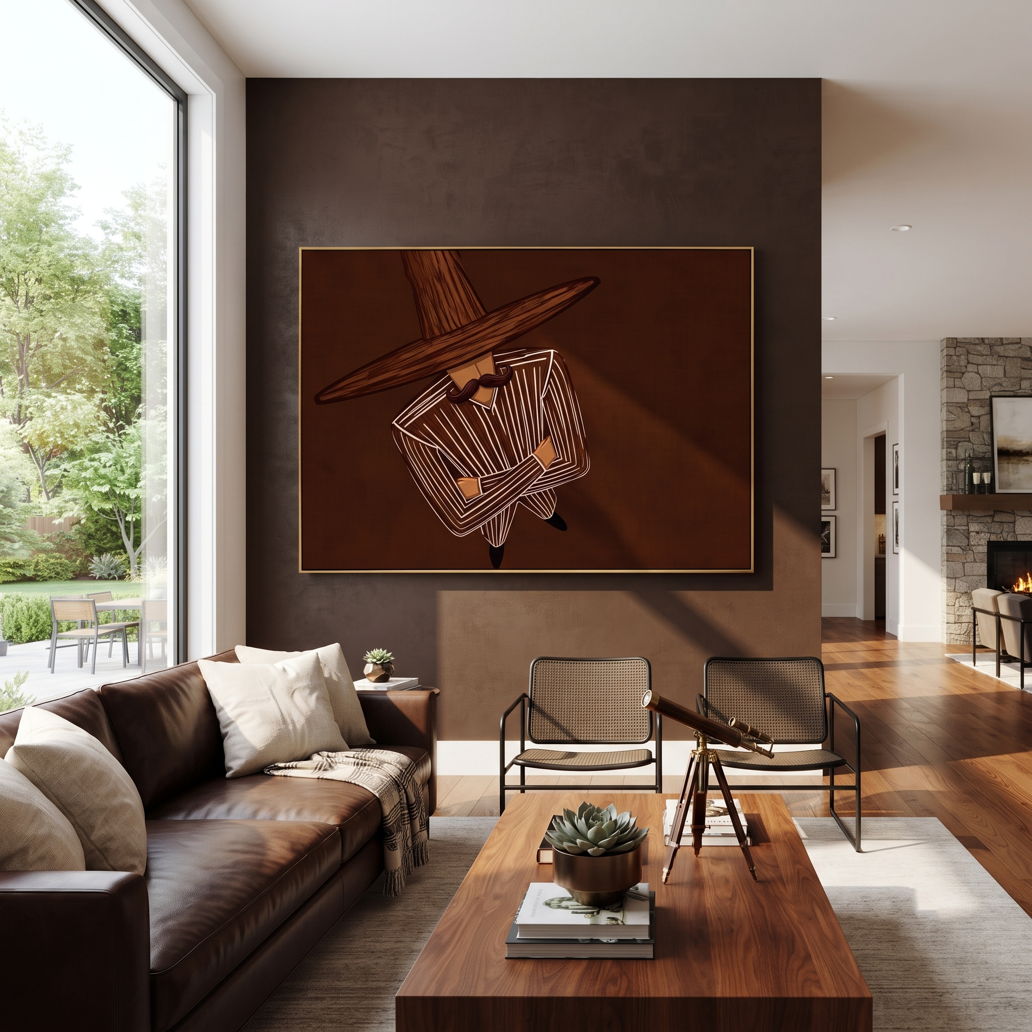 Brown Orbit Turns Inward styled in a layered residential interior