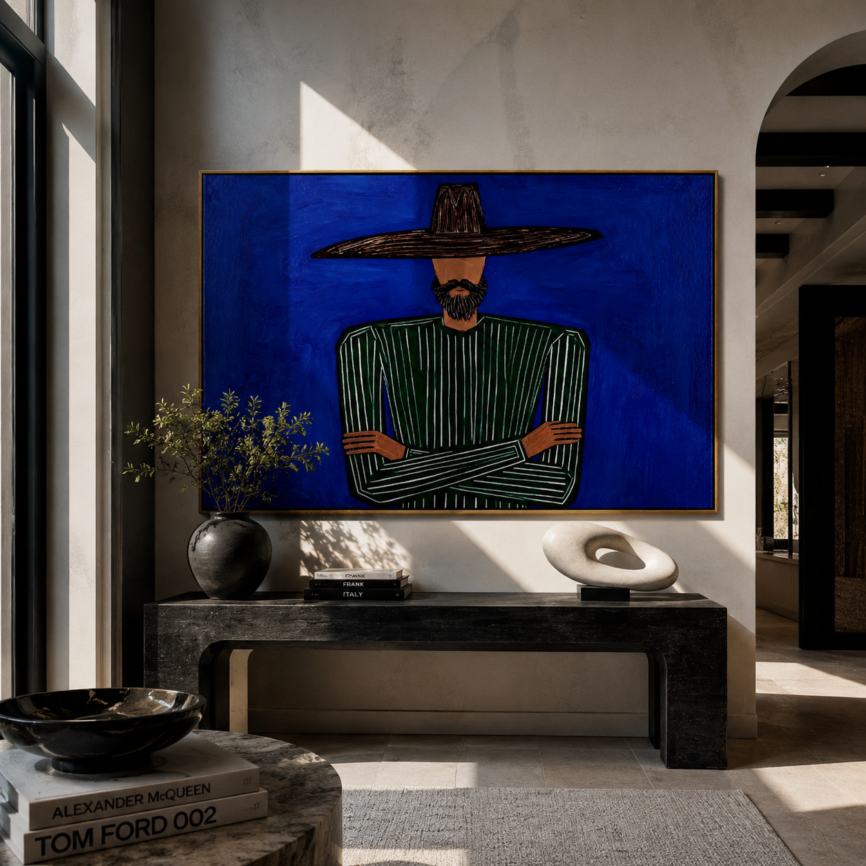 Green Silence Meets Cobalt styled with neutral modern furnishings