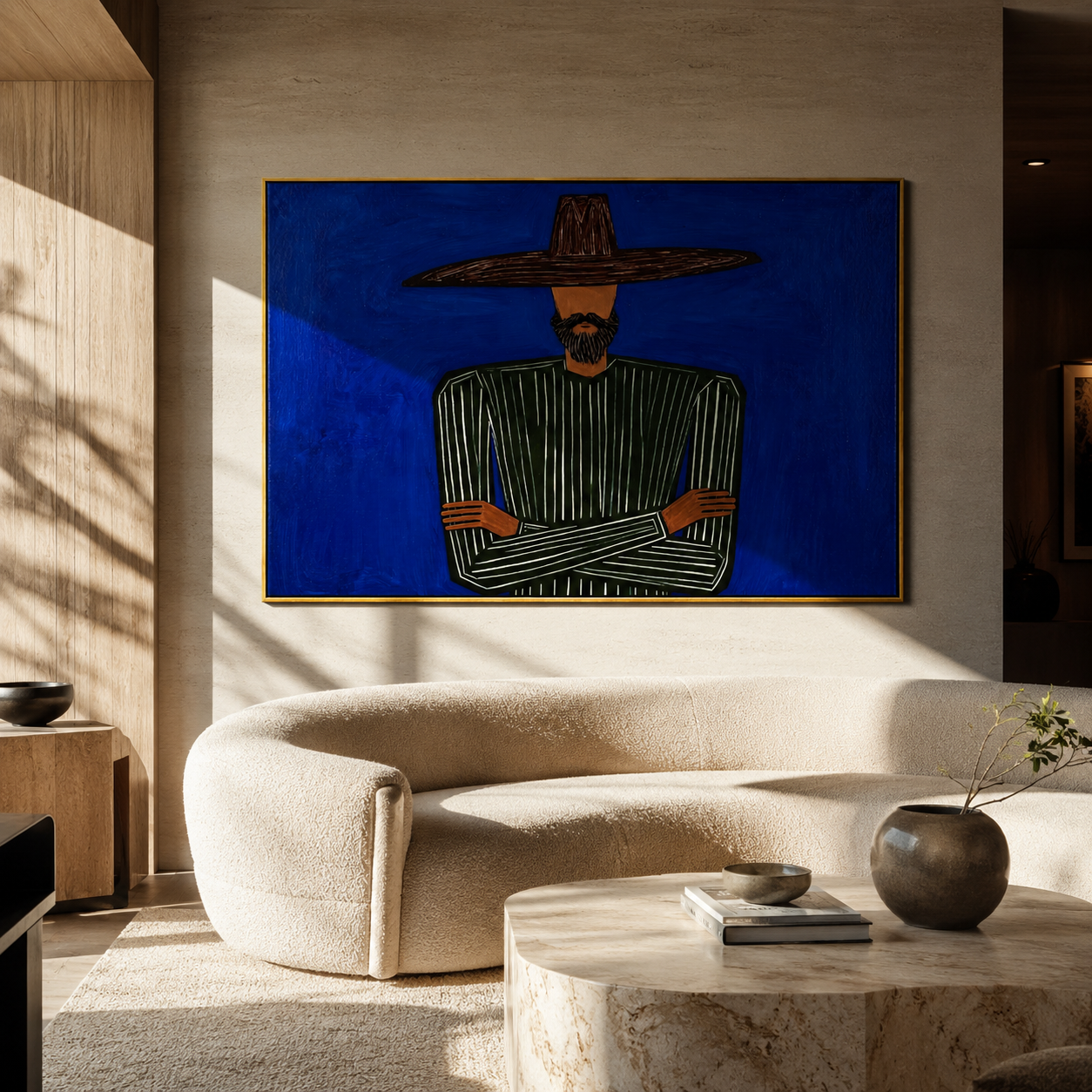 Green Silence Meets Cobalt styled in a layered residential interior