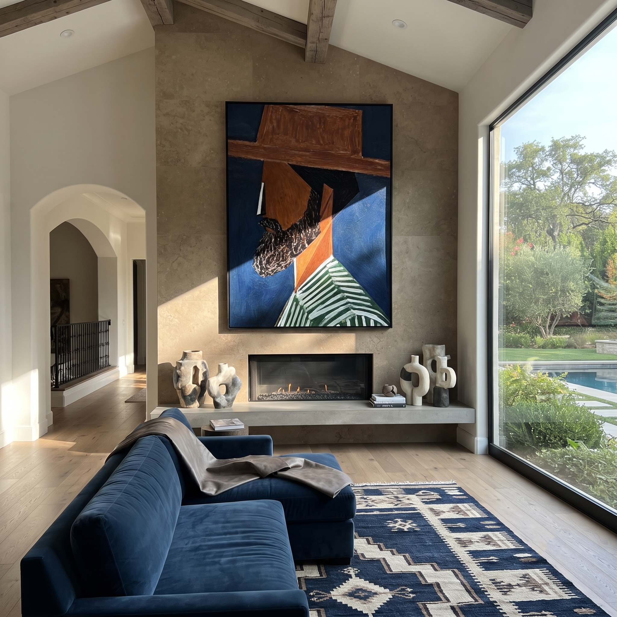 Blue Shadow Grows Beard displayed in a warm contemporary interior
