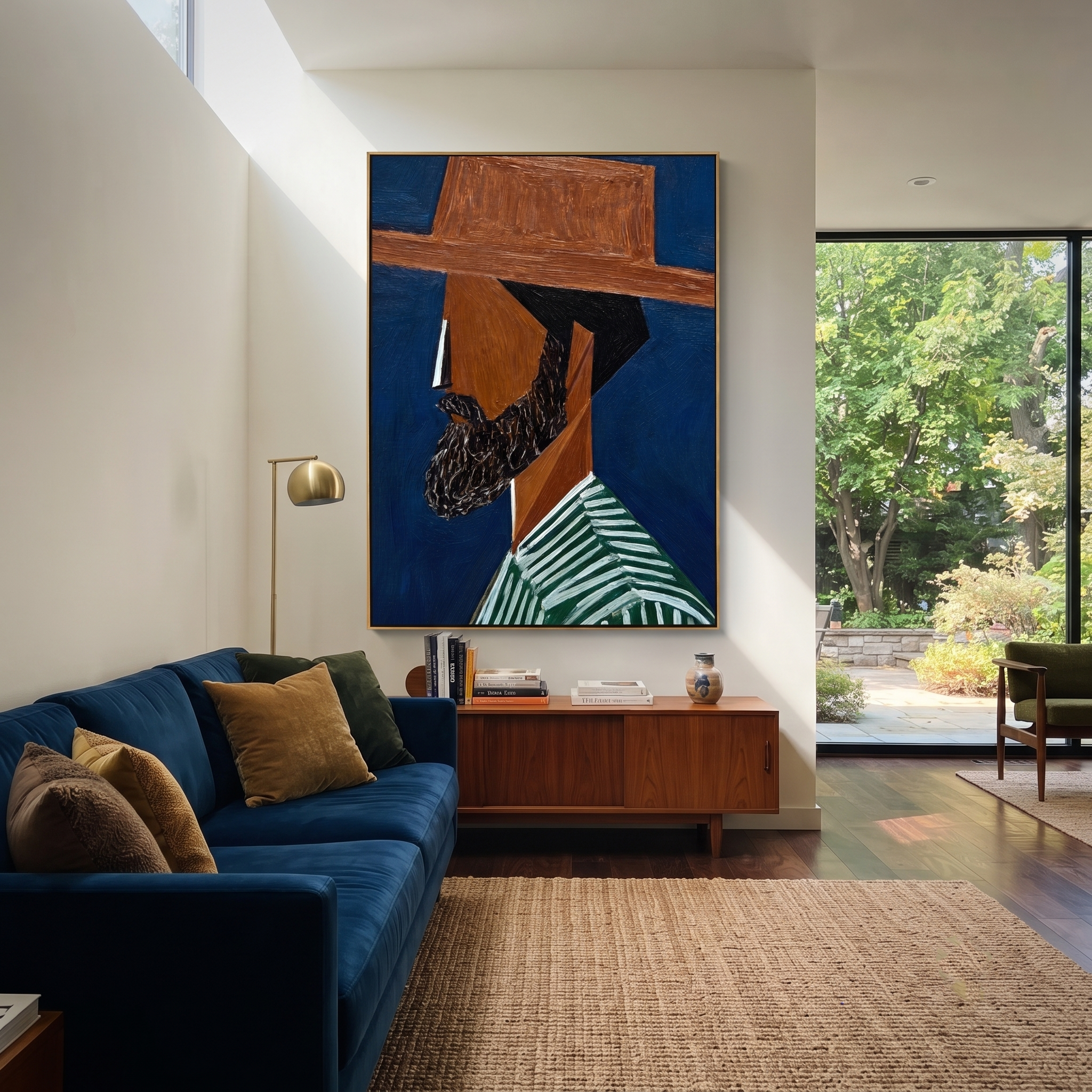 Blue Shadow Grows Beard styled with neutral modern furnishings