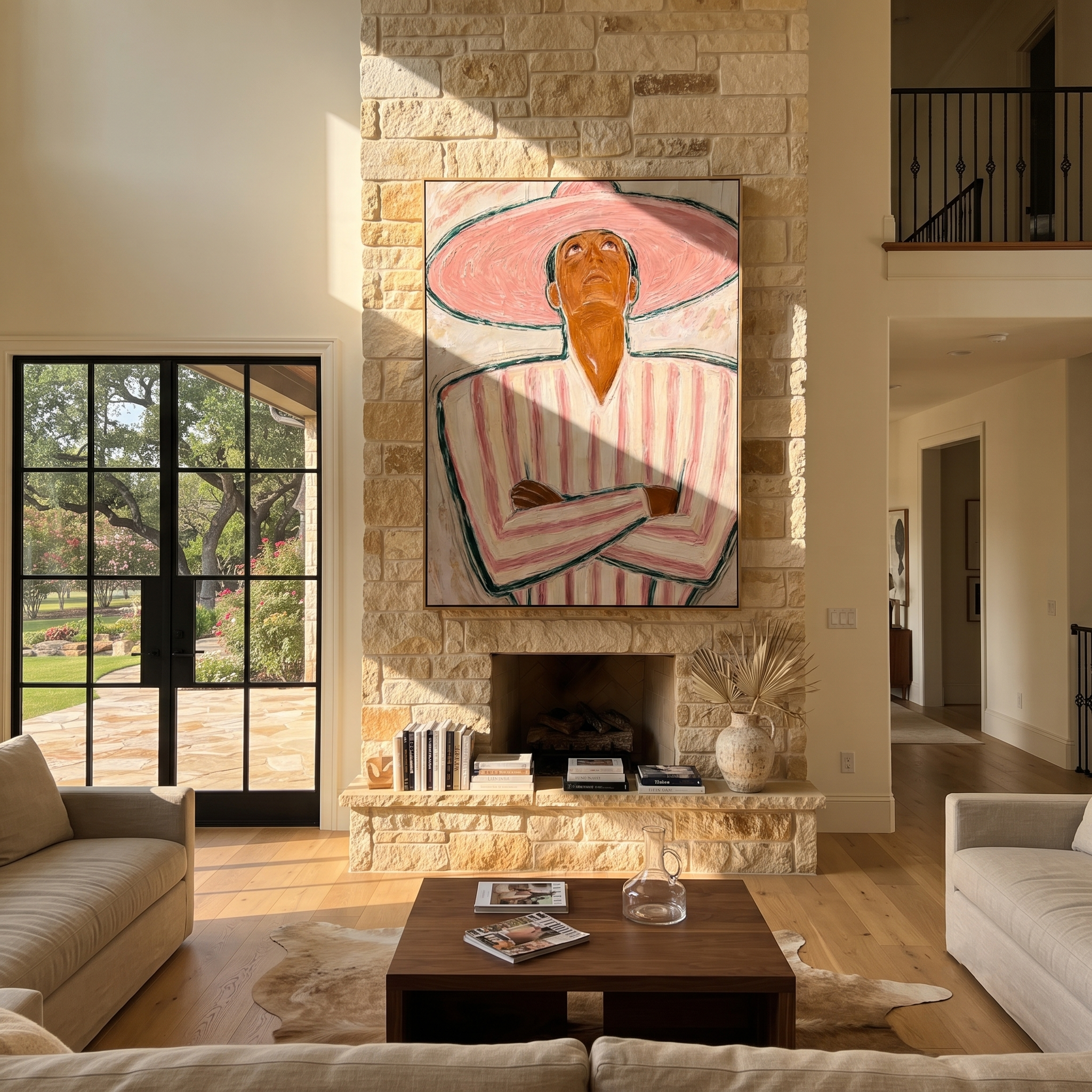 Pink Halo Looks Upward styled in a layered residential interior