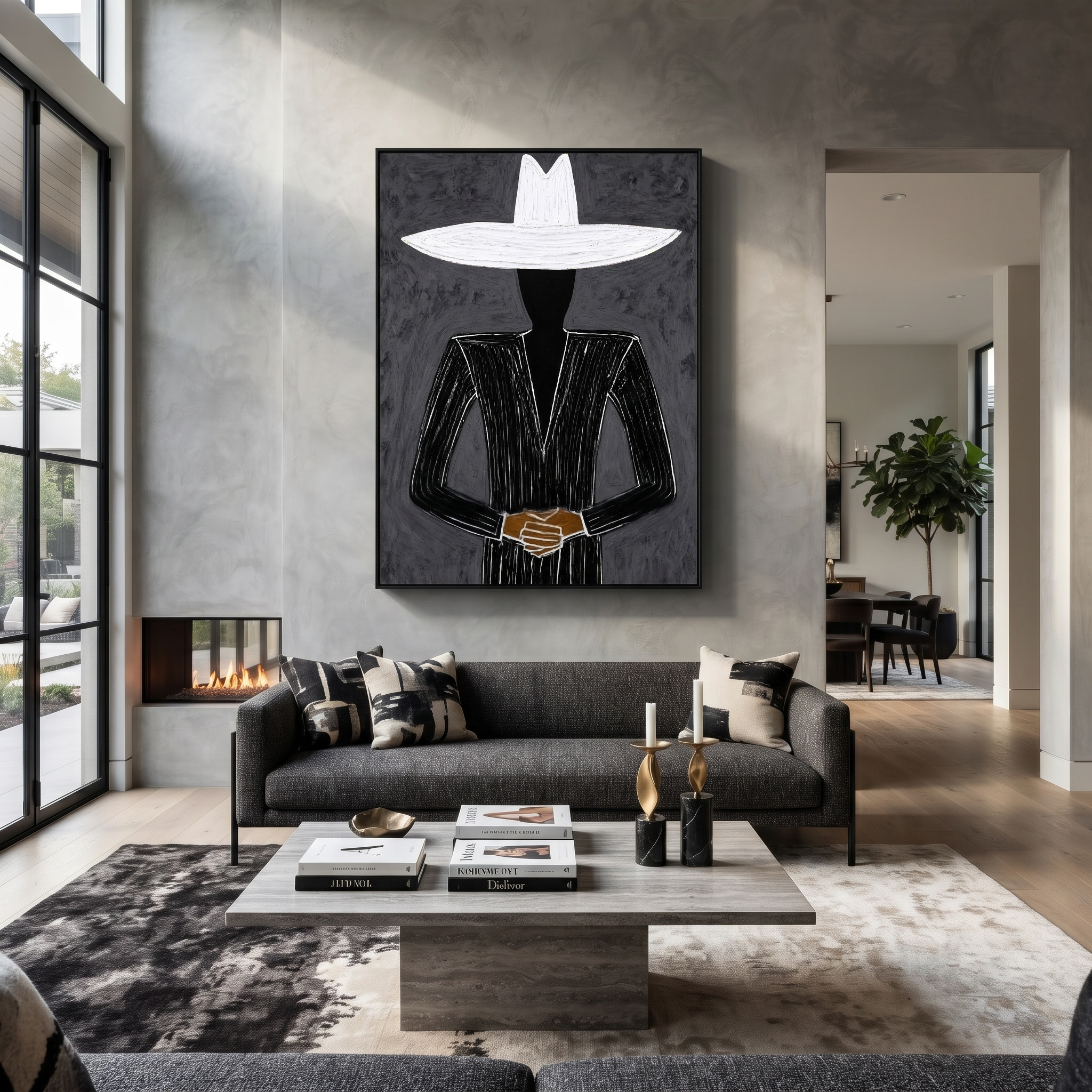 White Horizon Guards Black displayed as a modern room focal point