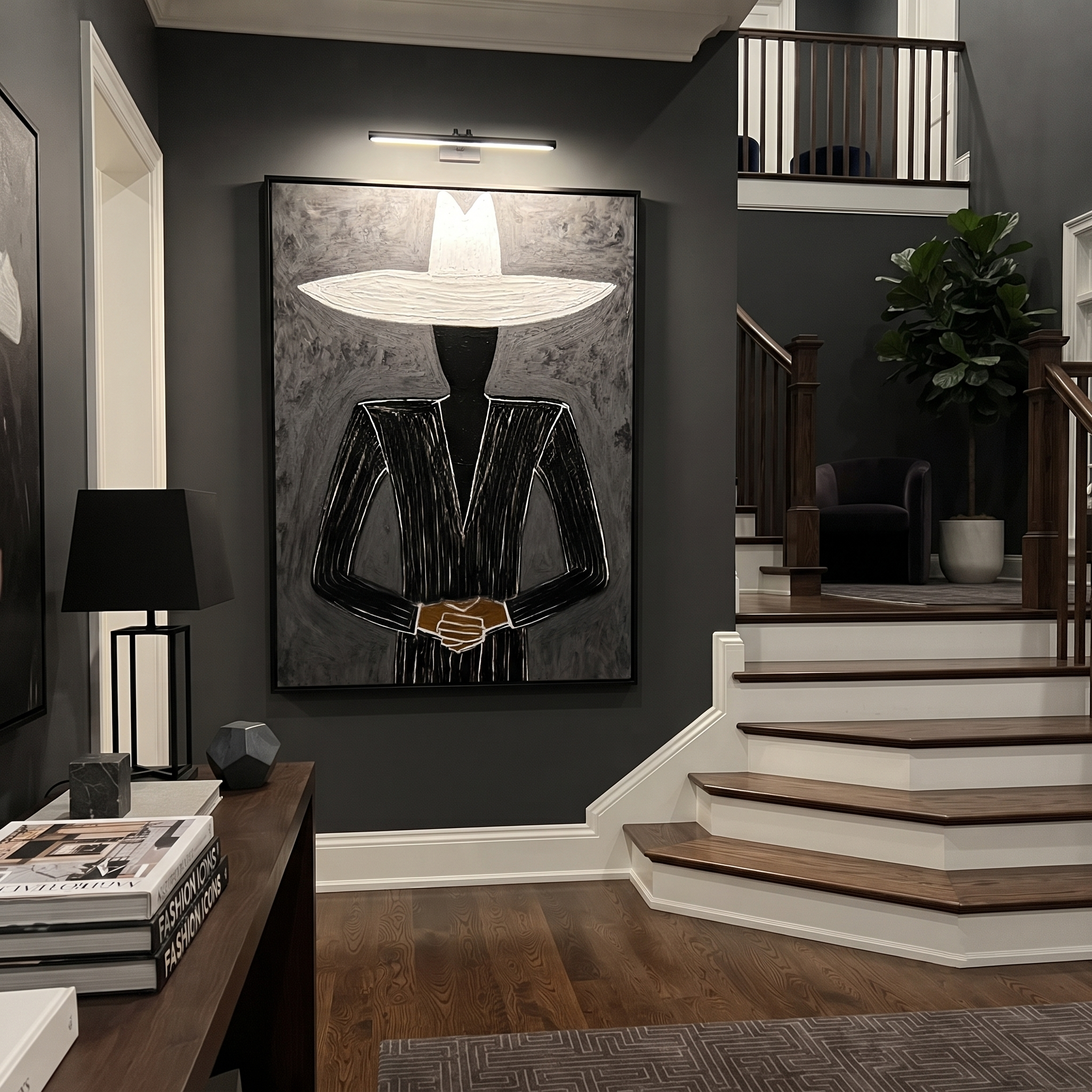 White Horizon Guards Black styled in a layered residential interior
