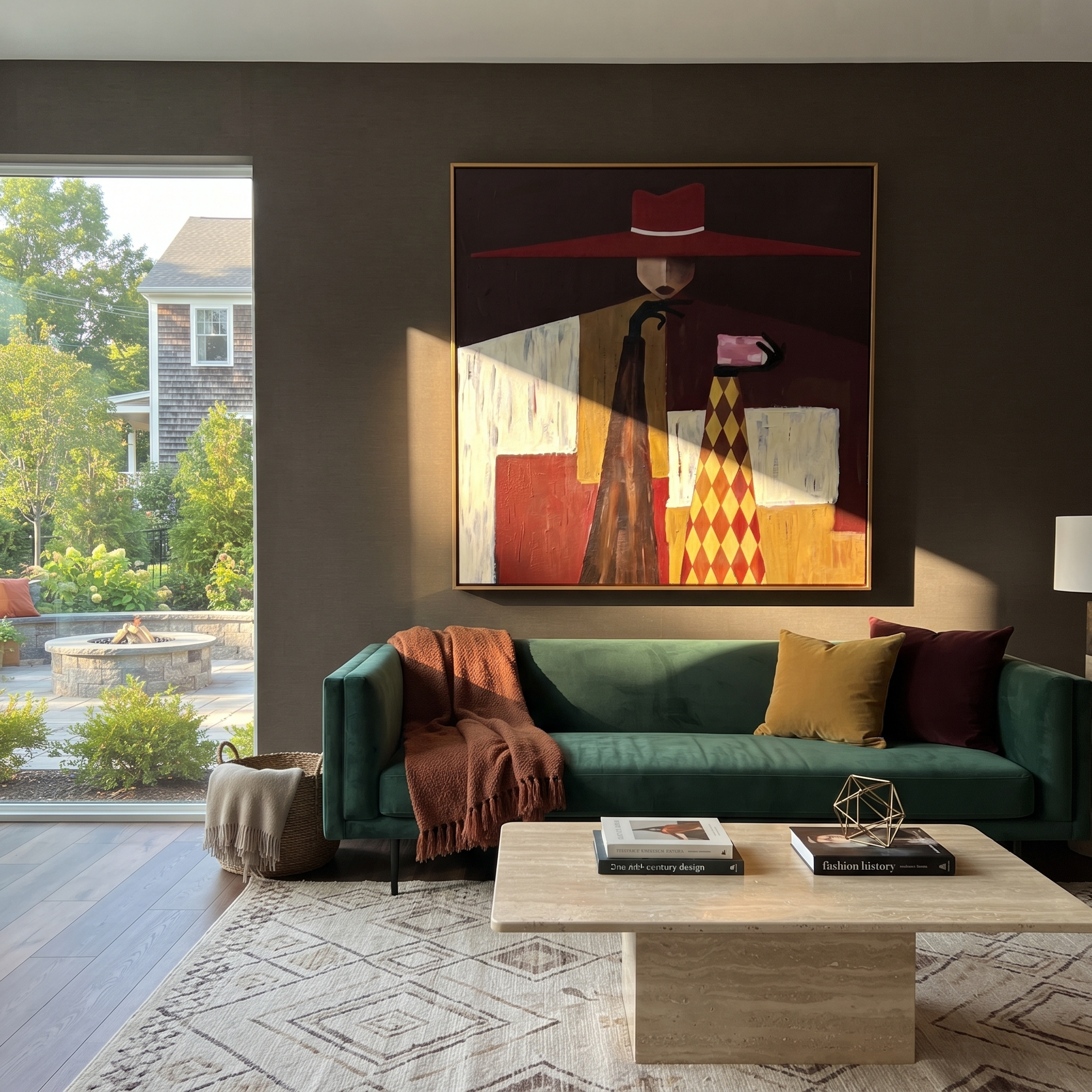 Red Crown Serves Gold presented above a contemporary console