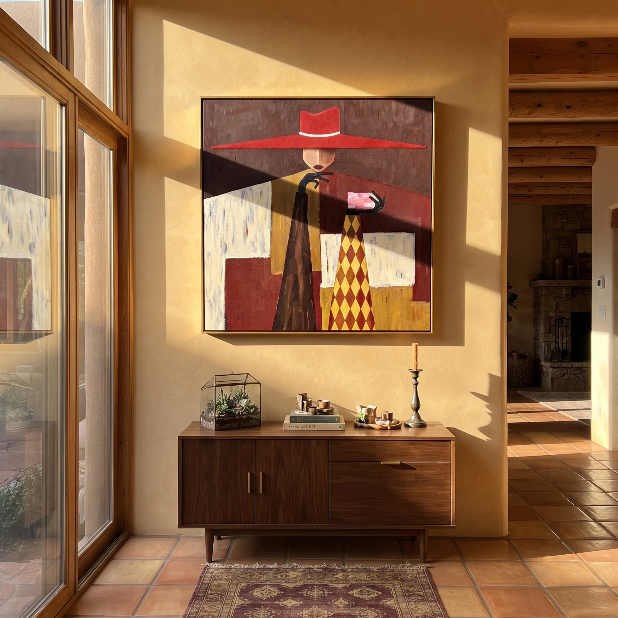 Red Crown Serves Gold displayed as a modern room focal point