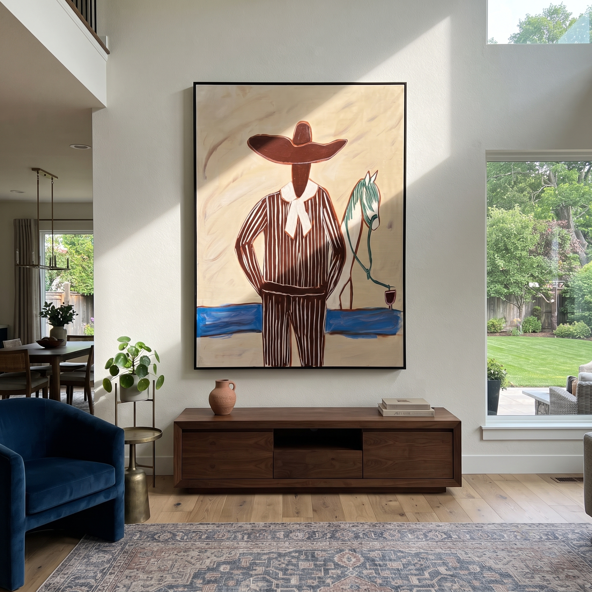 Brown Brim Walks Water displayed in a warm contemporary interior