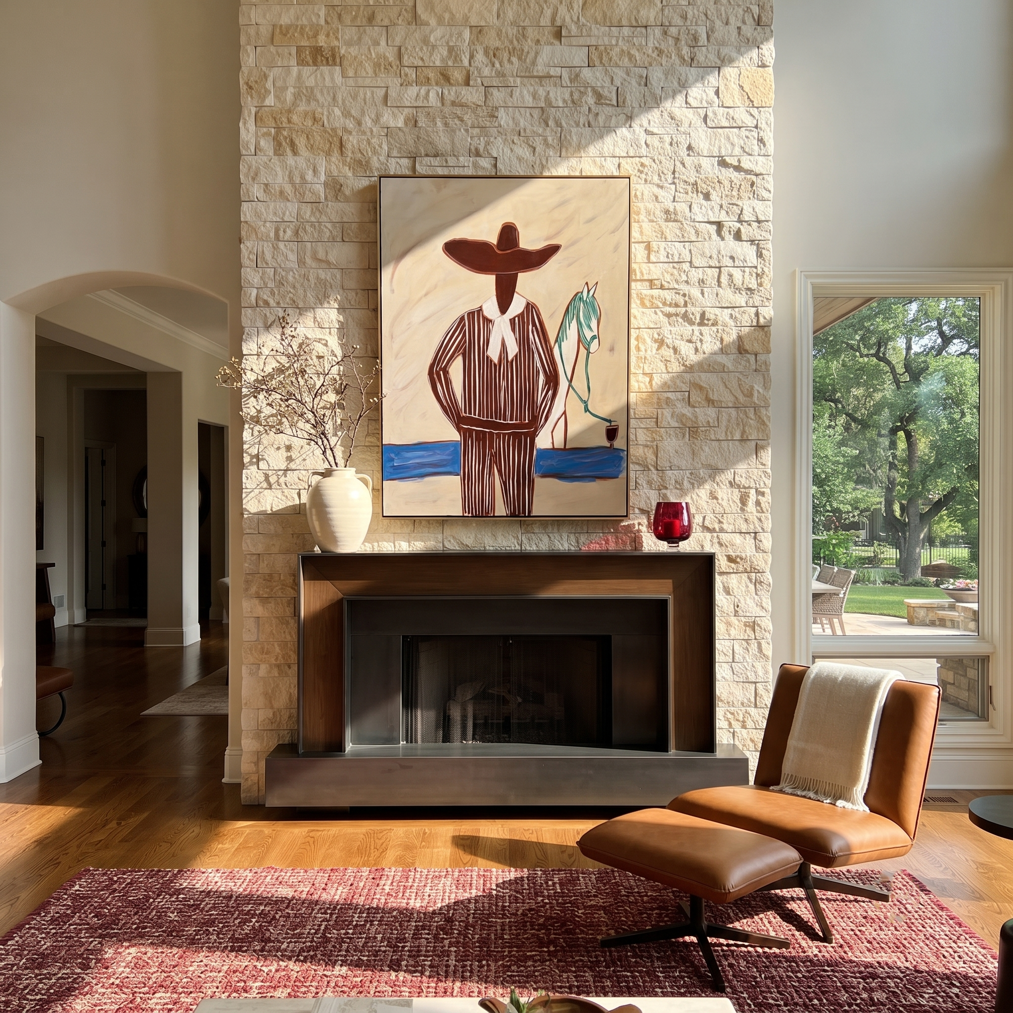 Brown Brim Walks Water styled in a layered residential interior