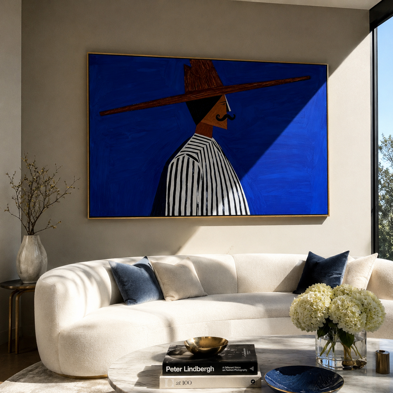 Cobalt Profile Crosses Night displayed in a warm contemporary interior