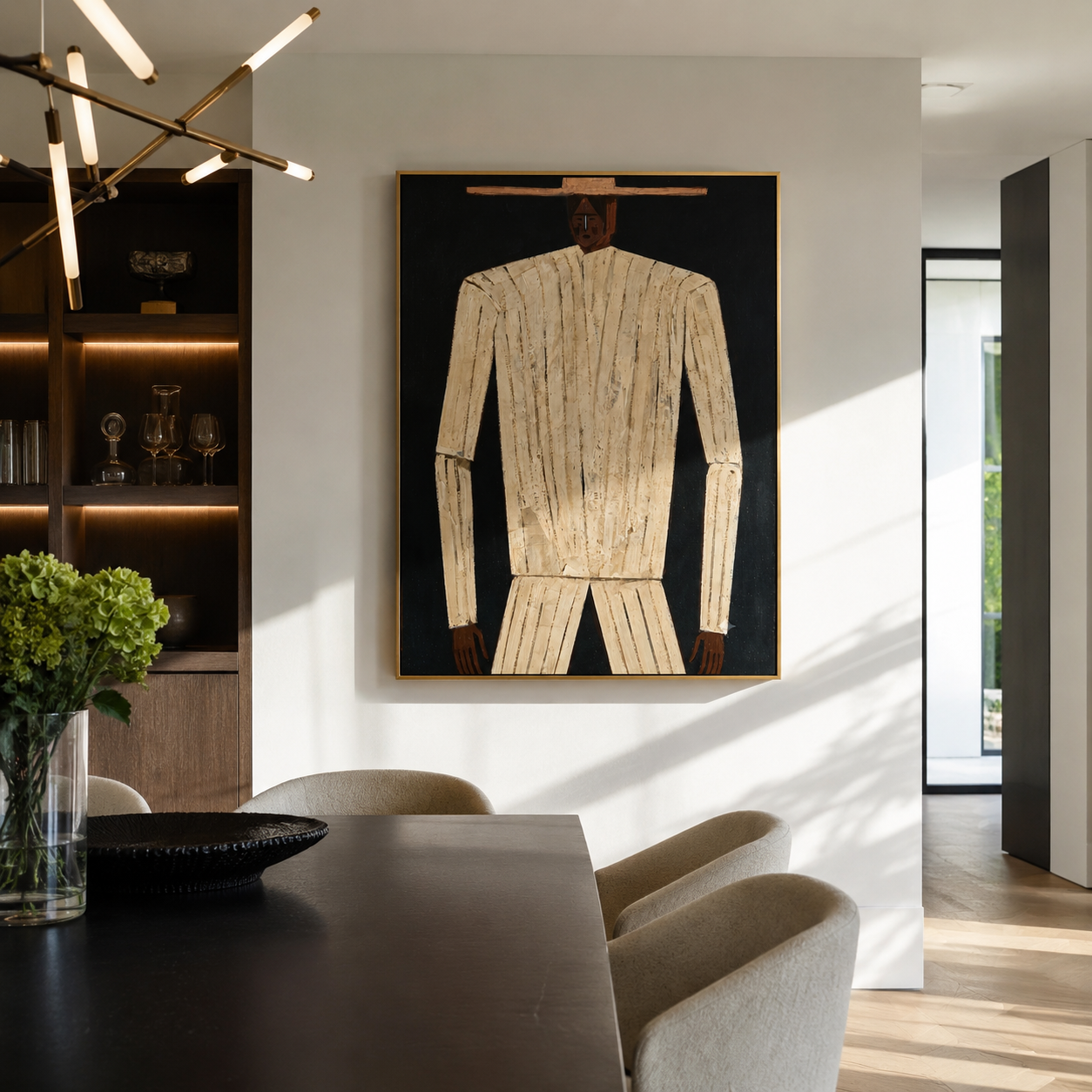 Cream Figure Emerges Night displayed as a modern room focal point