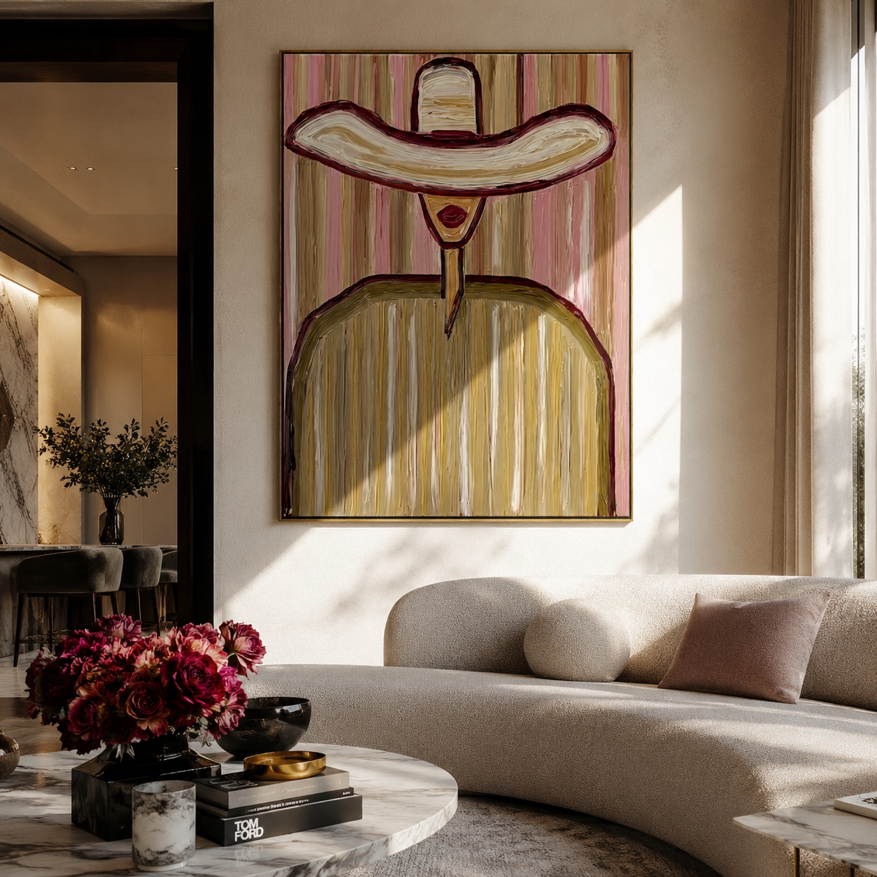 Pink Rings Shelter Gold styled in a layered residential interior