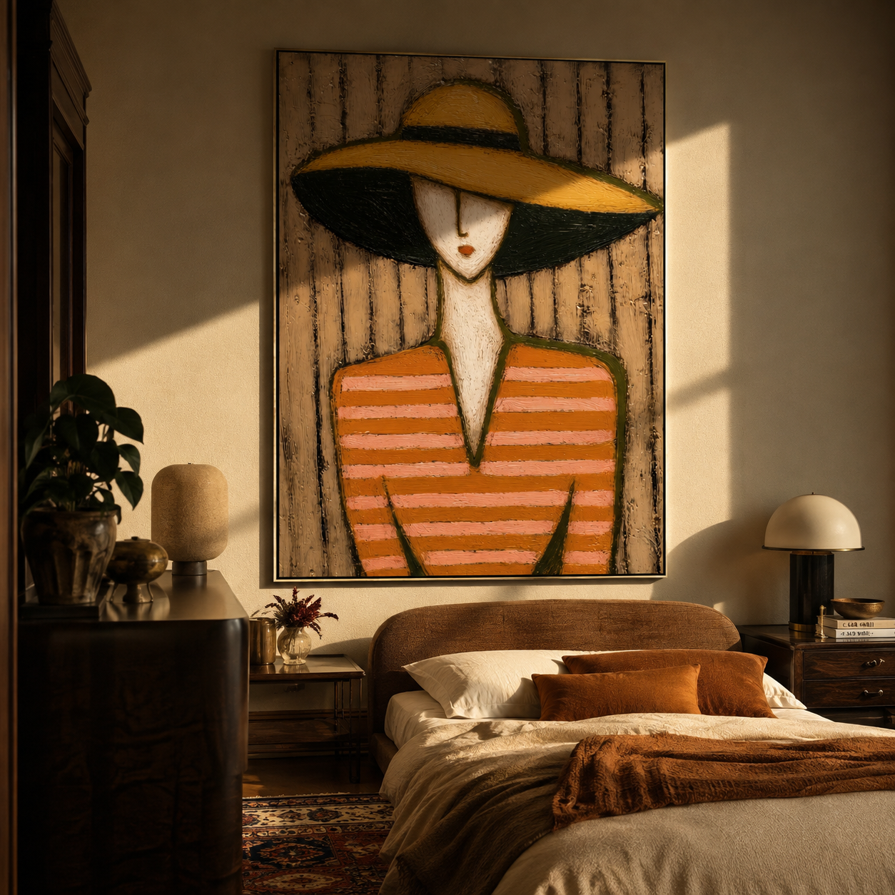 Golden Shade Meets Coral styled in a layered residential interior