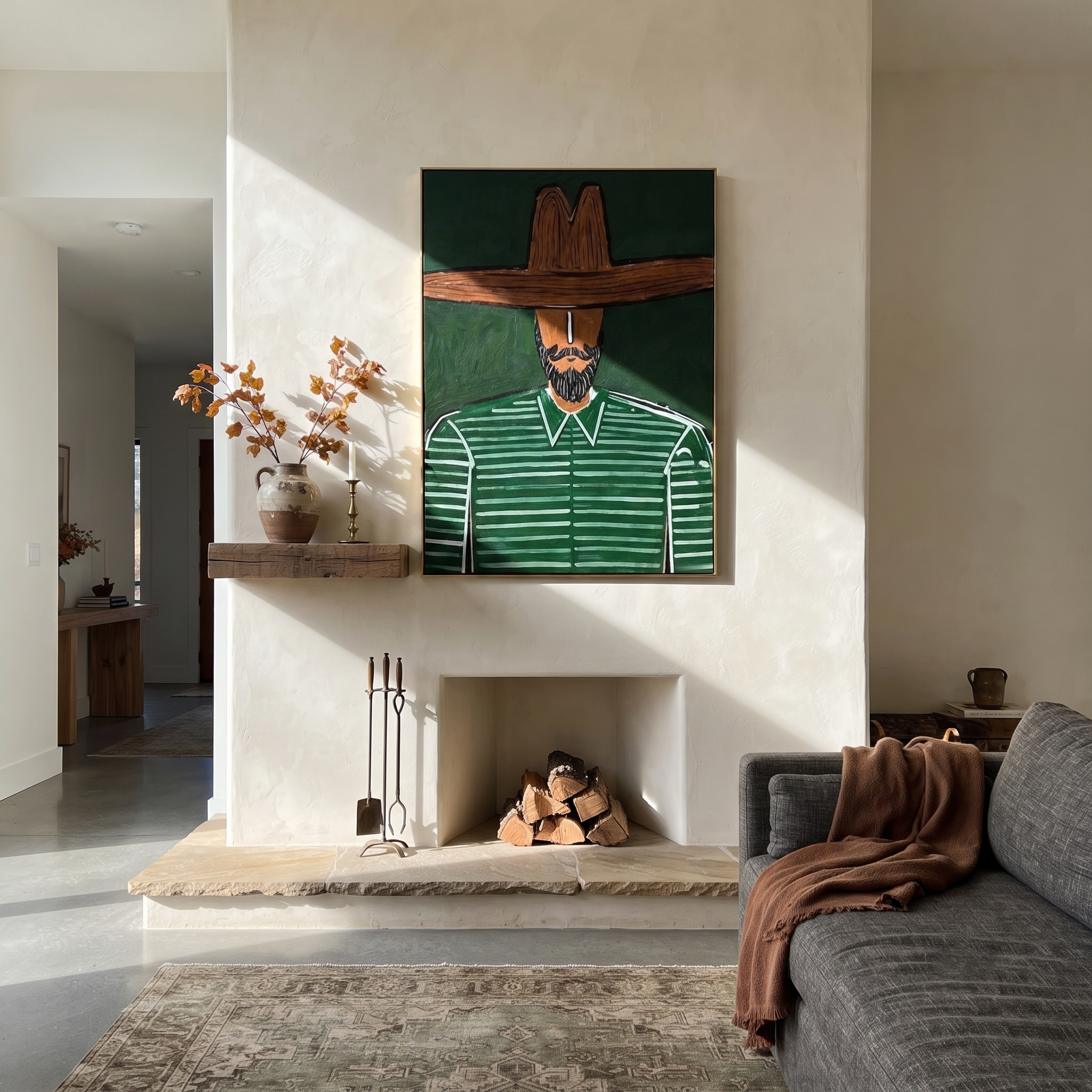 Green Stripes Hold Ground displayed as a modern room focal point