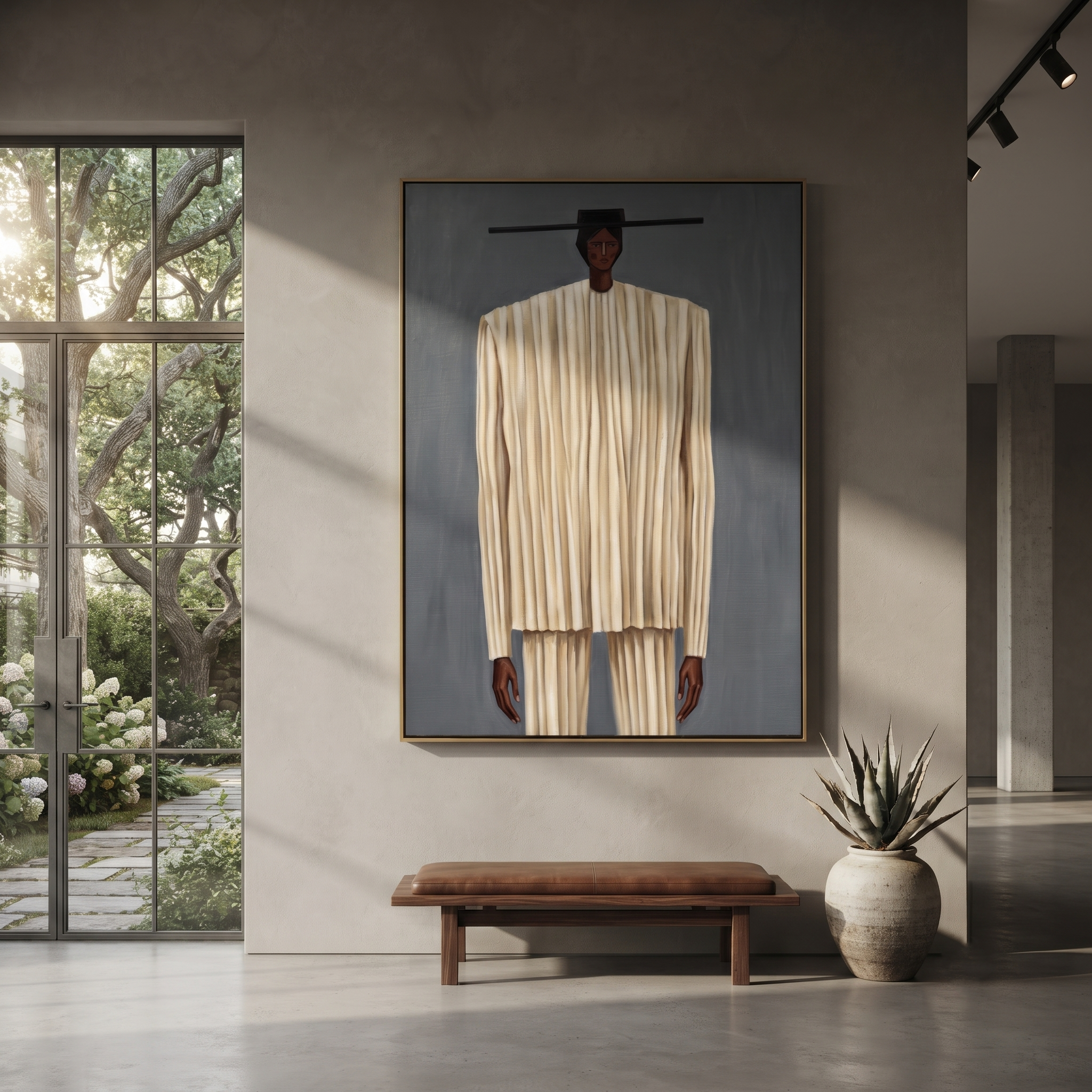 Ivory Lines Stand Tall styled with neutral modern furnishings