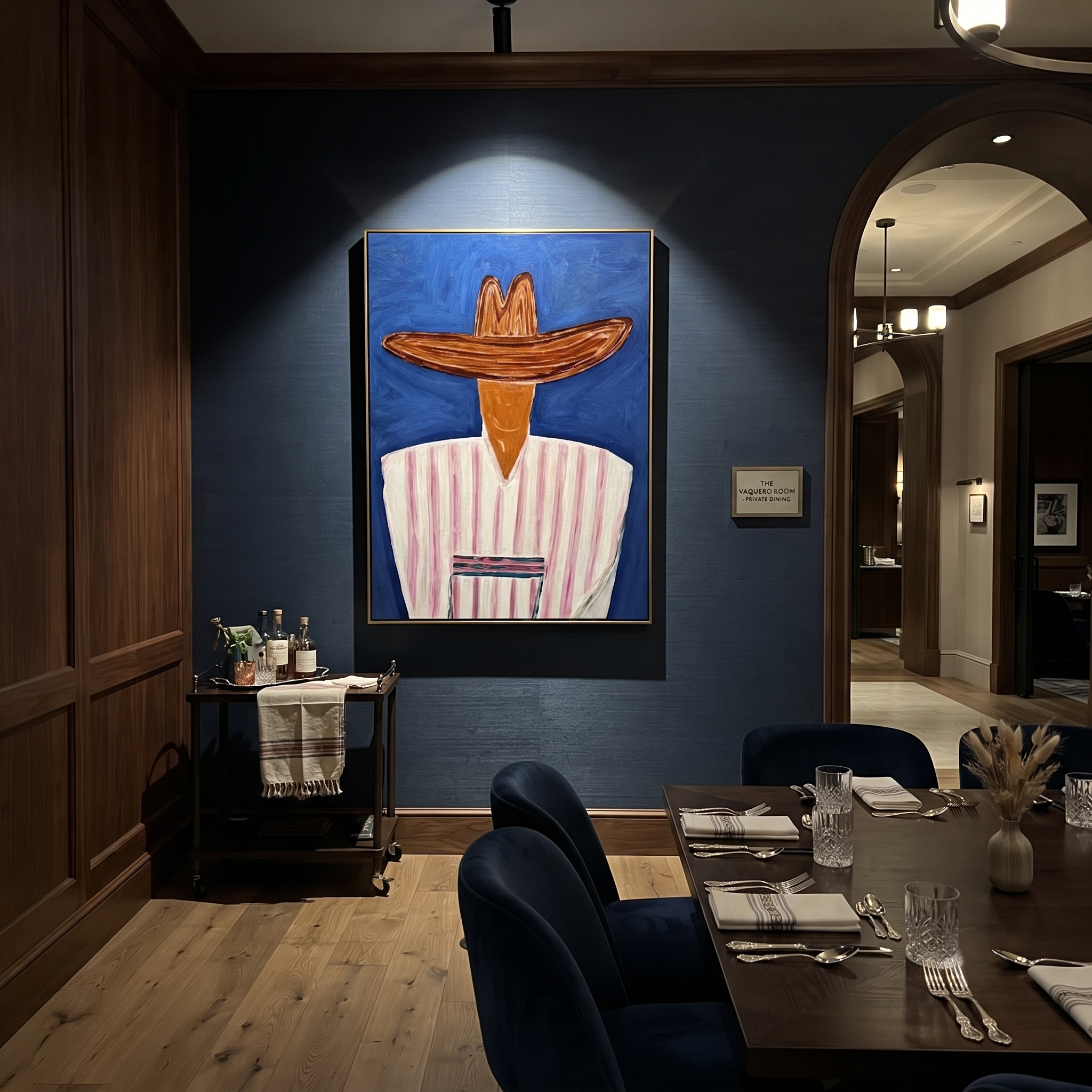 Cobalt Crowns Pink Lines displayed as a modern room focal point