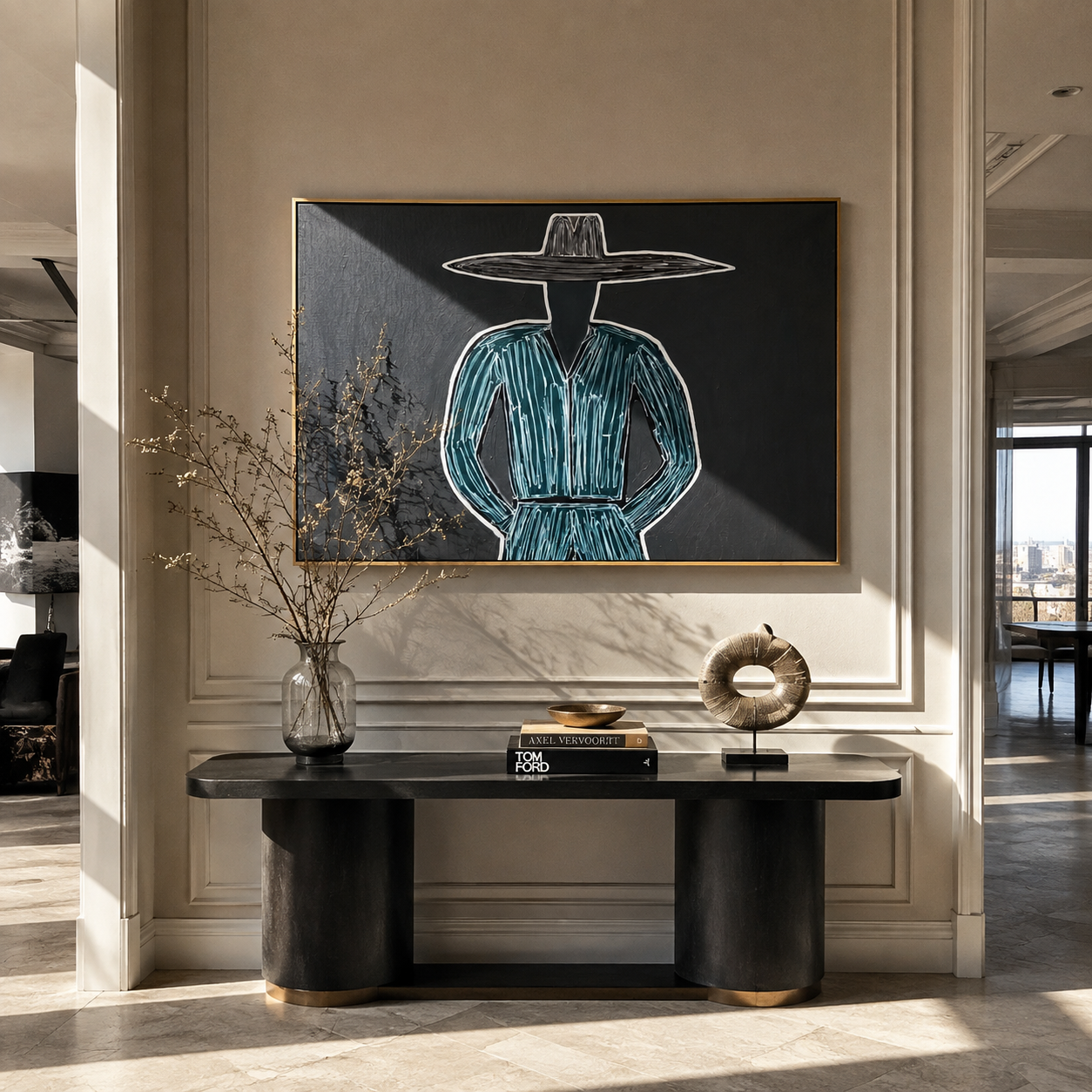 Blue Lines Guard Midnight styled with neutral modern furnishings