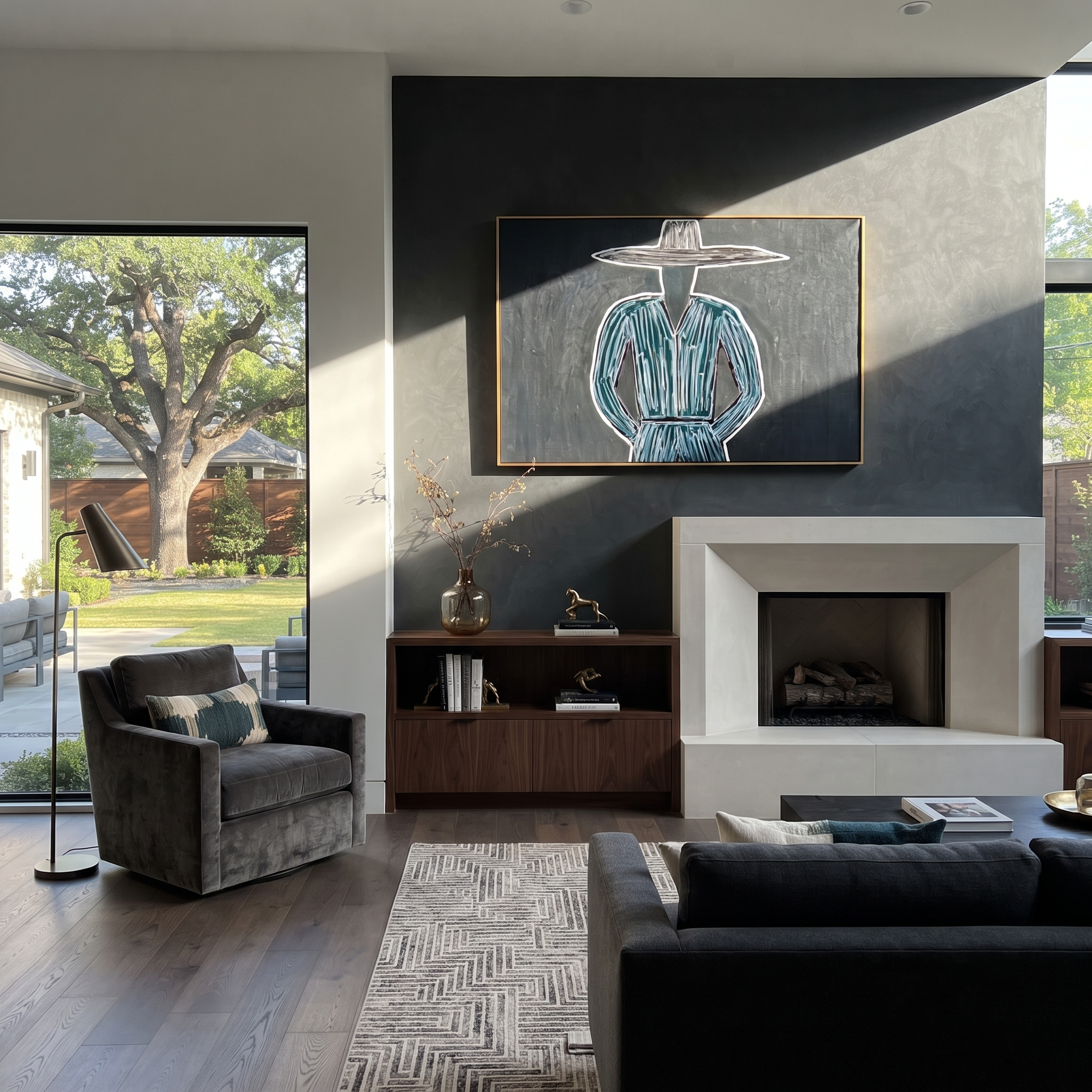 Blue Lines Guard Midnight displayed as a modern room focal point