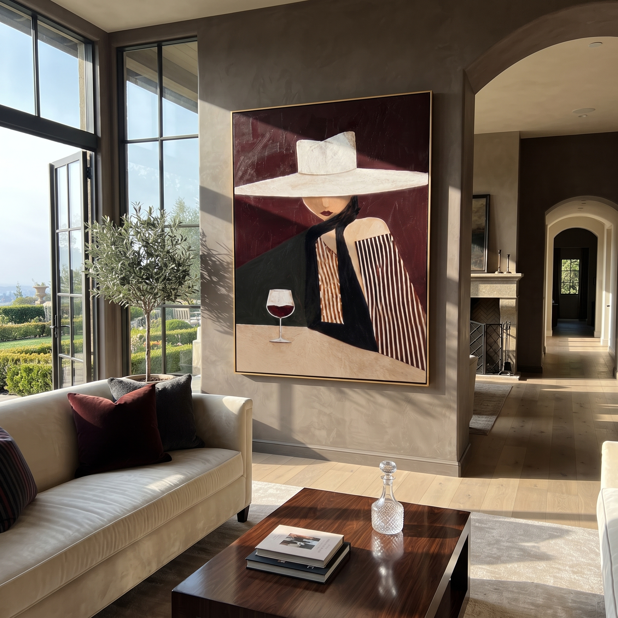 White Brim Keeps Wine displayed in a warm contemporary interior