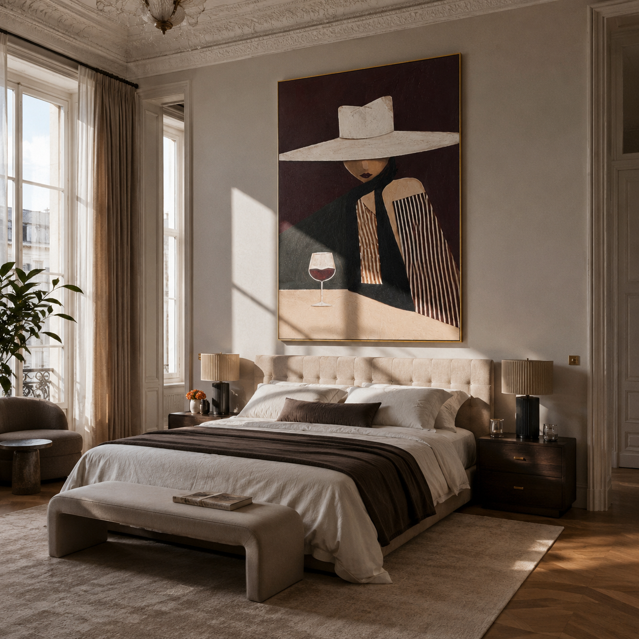 White Brim Keeps Wine displayed as a modern room focal point