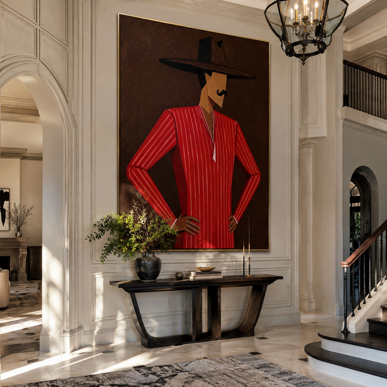 Scarlet Angles Take Stance displayed as a modern room focal point