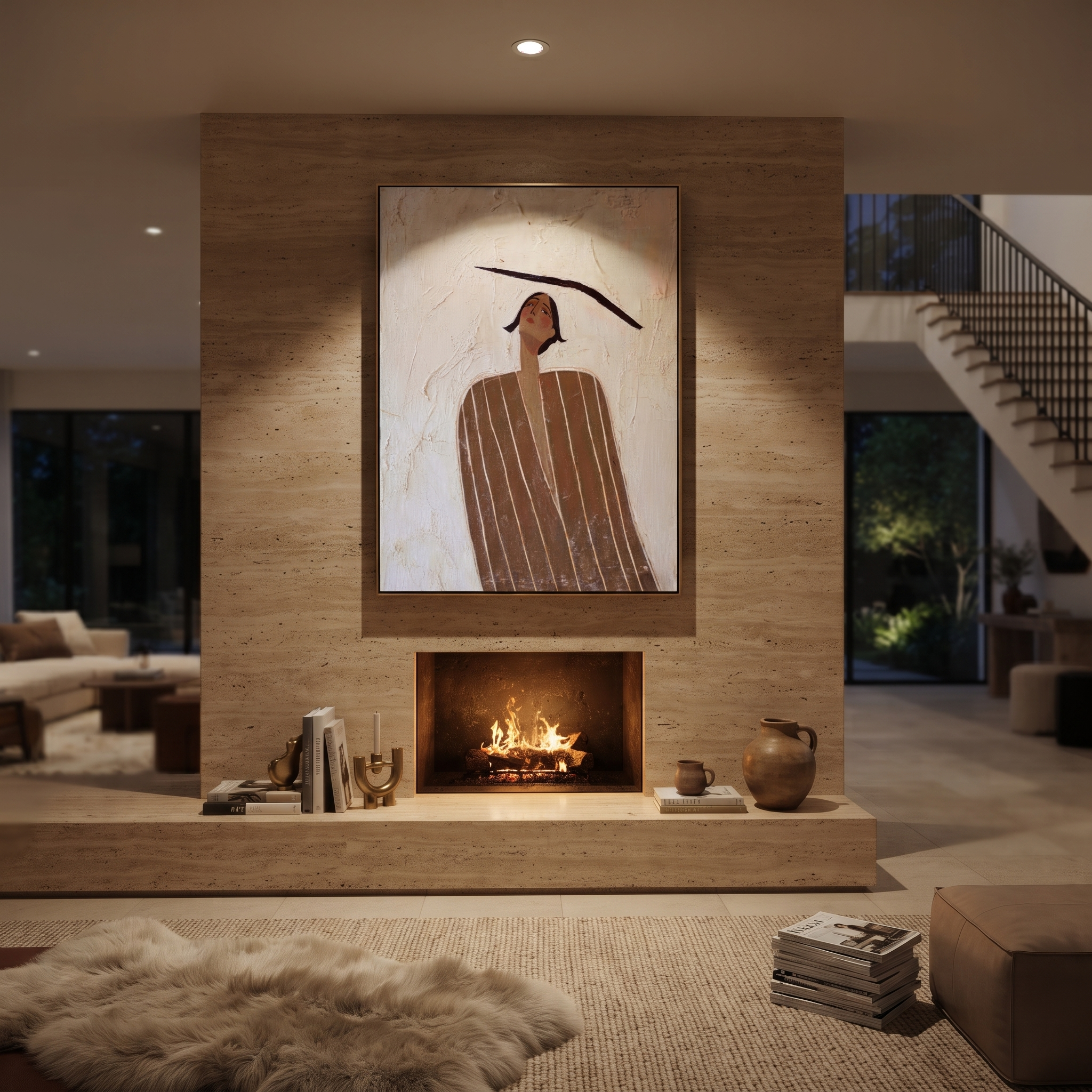 Brown Lines Look Upward displayed as a modern room focal point